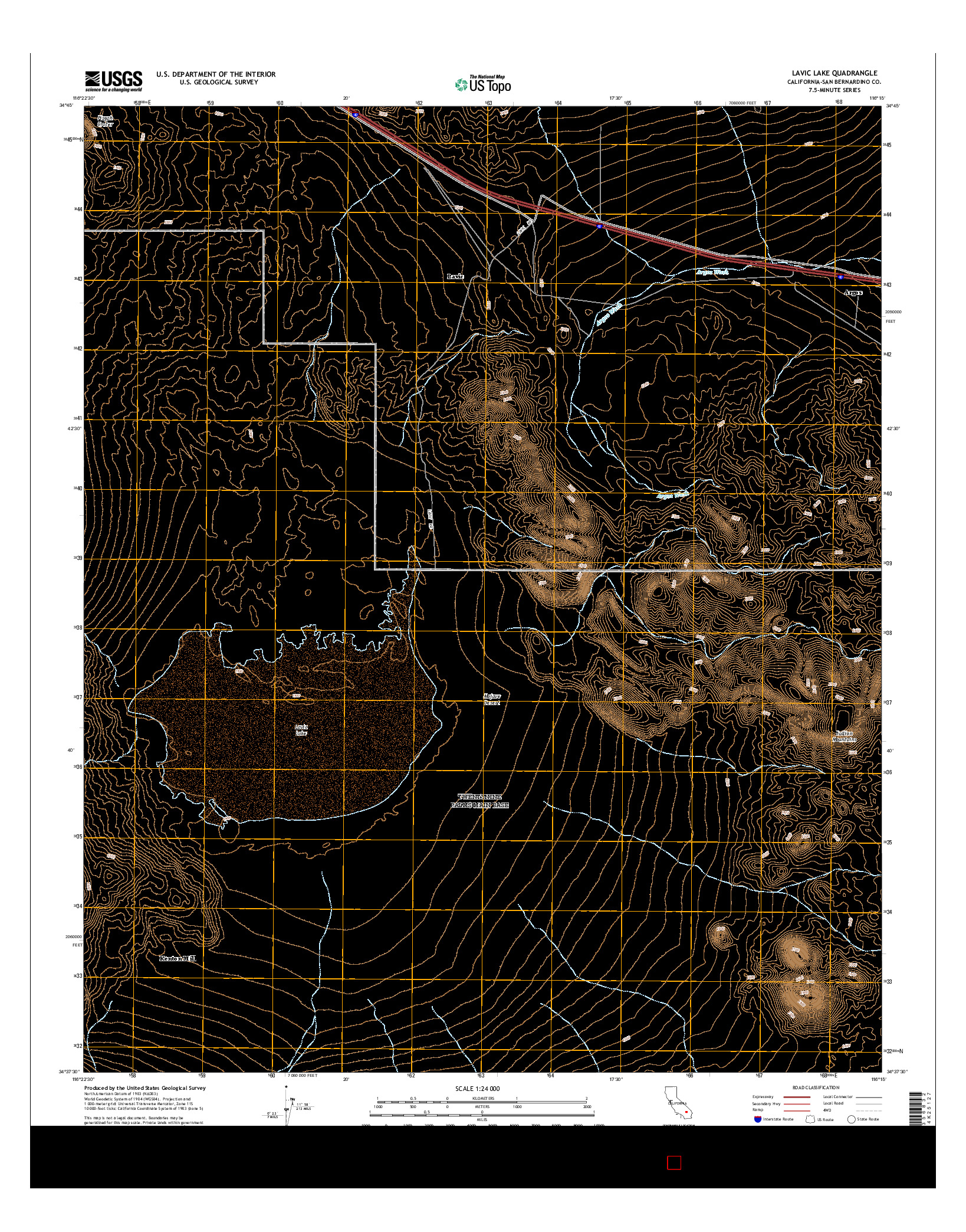 USGS US TOPO 7.5-MINUTE MAP FOR LAVIC LAKE, CA 2015