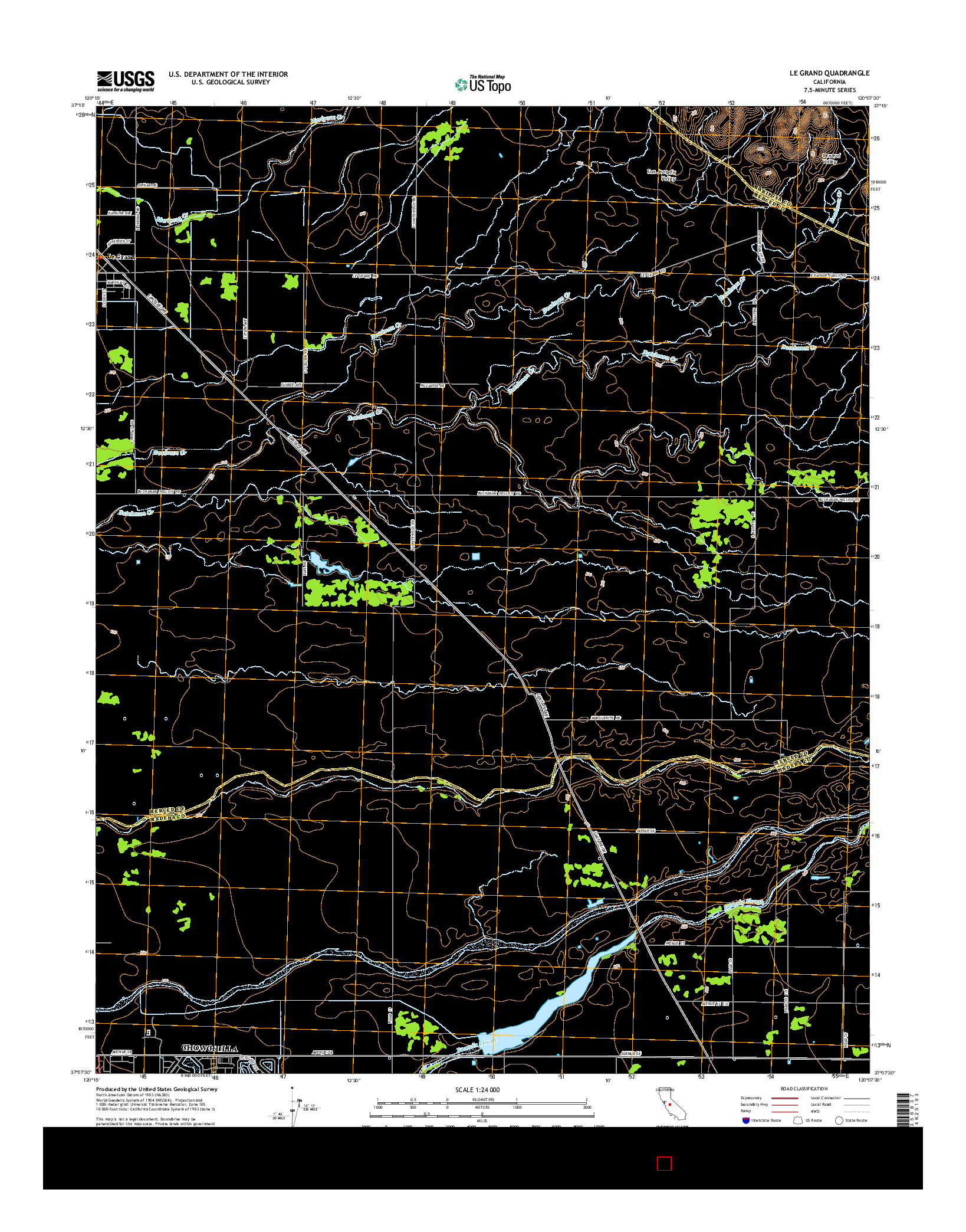 USGS US TOPO 7.5-MINUTE MAP FOR LE GRAND, CA 2015