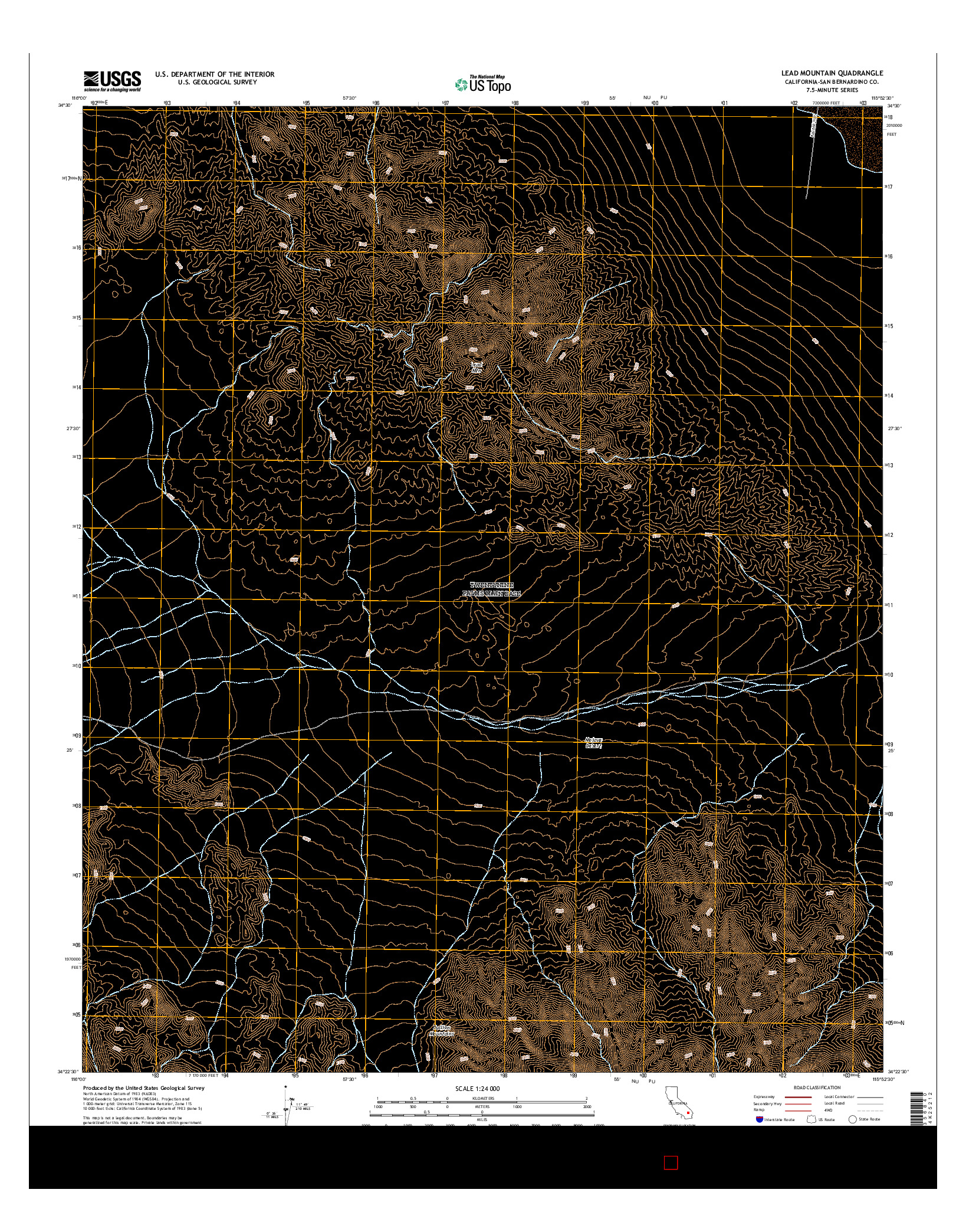 USGS US TOPO 7.5-MINUTE MAP FOR LEAD MOUNTAIN, CA 2015