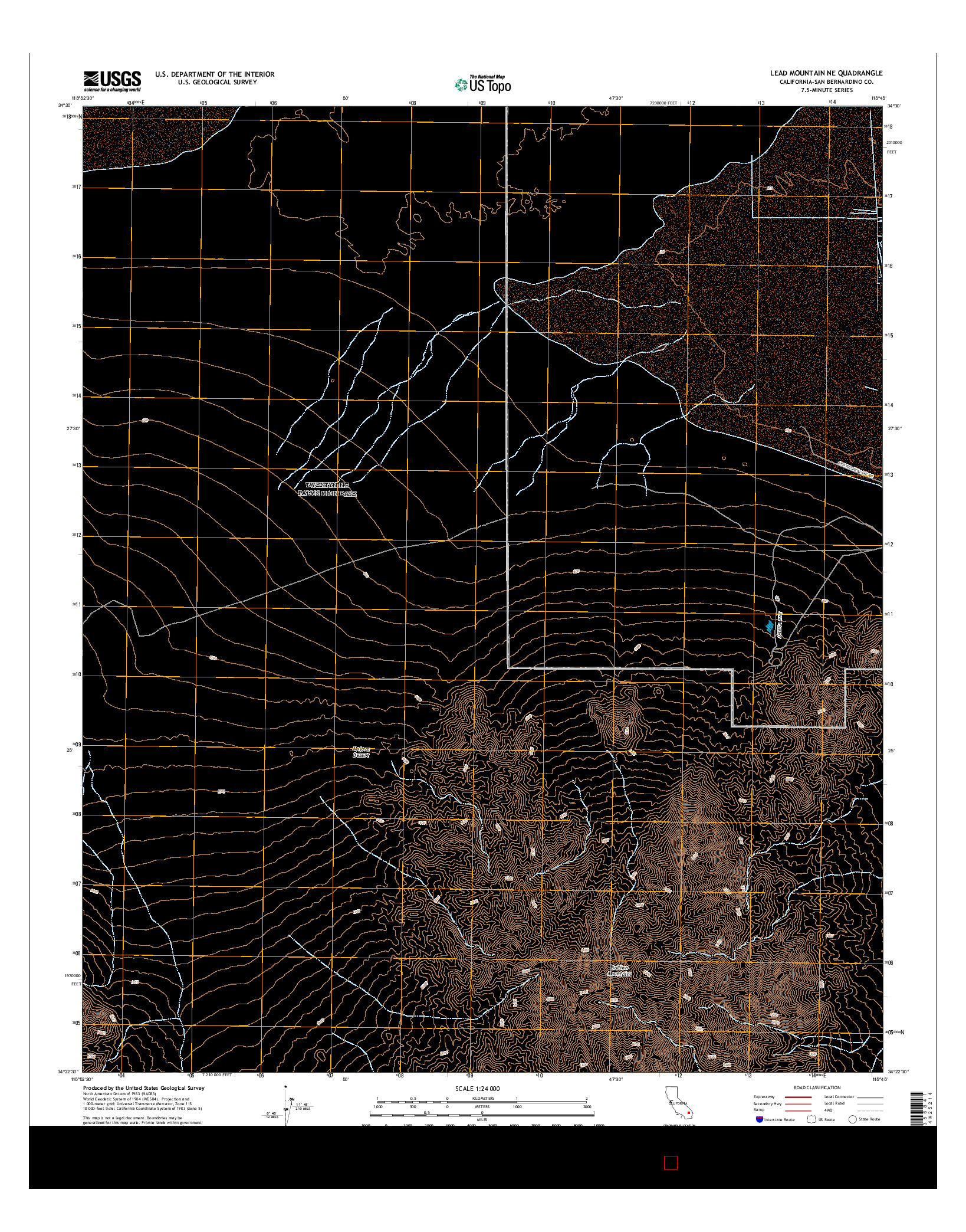 USGS US TOPO 7.5-MINUTE MAP FOR LEAD MOUNTAIN NE, CA 2015