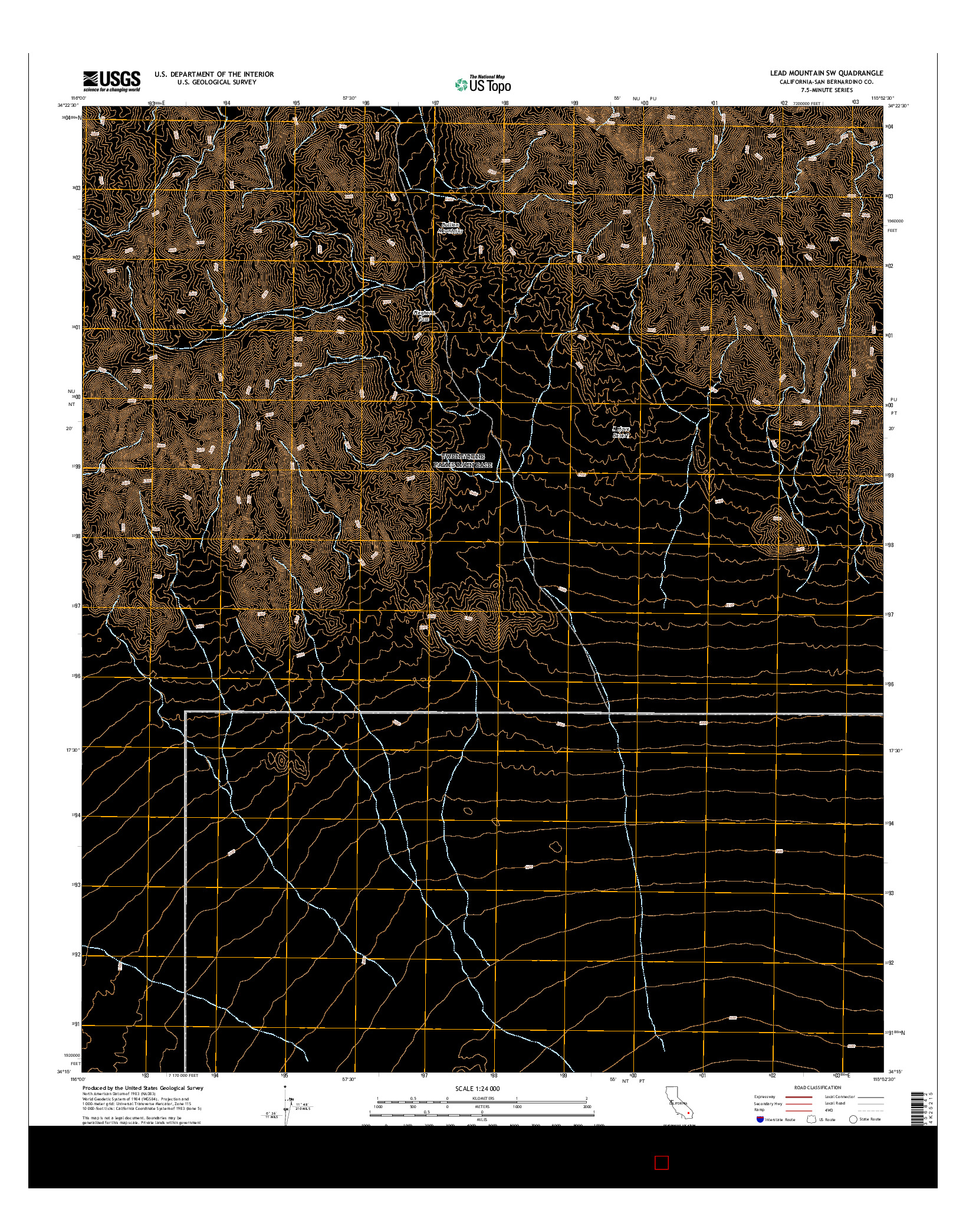 USGS US TOPO 7.5-MINUTE MAP FOR LEAD MOUNTAIN SW, CA 2015