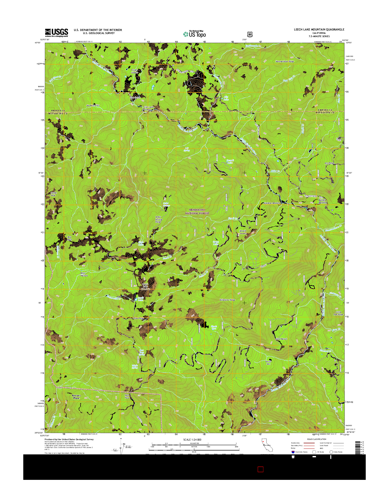 USGS US TOPO 7.5-MINUTE MAP FOR LEECH LAKE MOUNTAIN, CA 2015