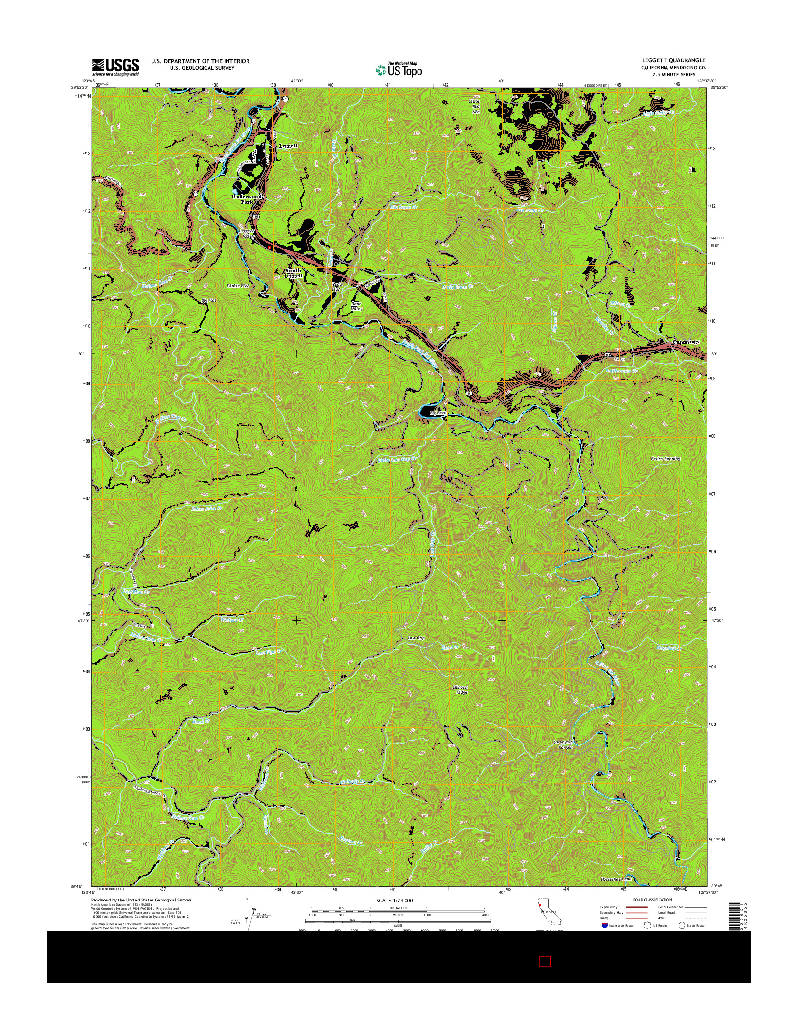 USGS US TOPO 7.5-MINUTE MAP FOR LEGGETT, CA 2015