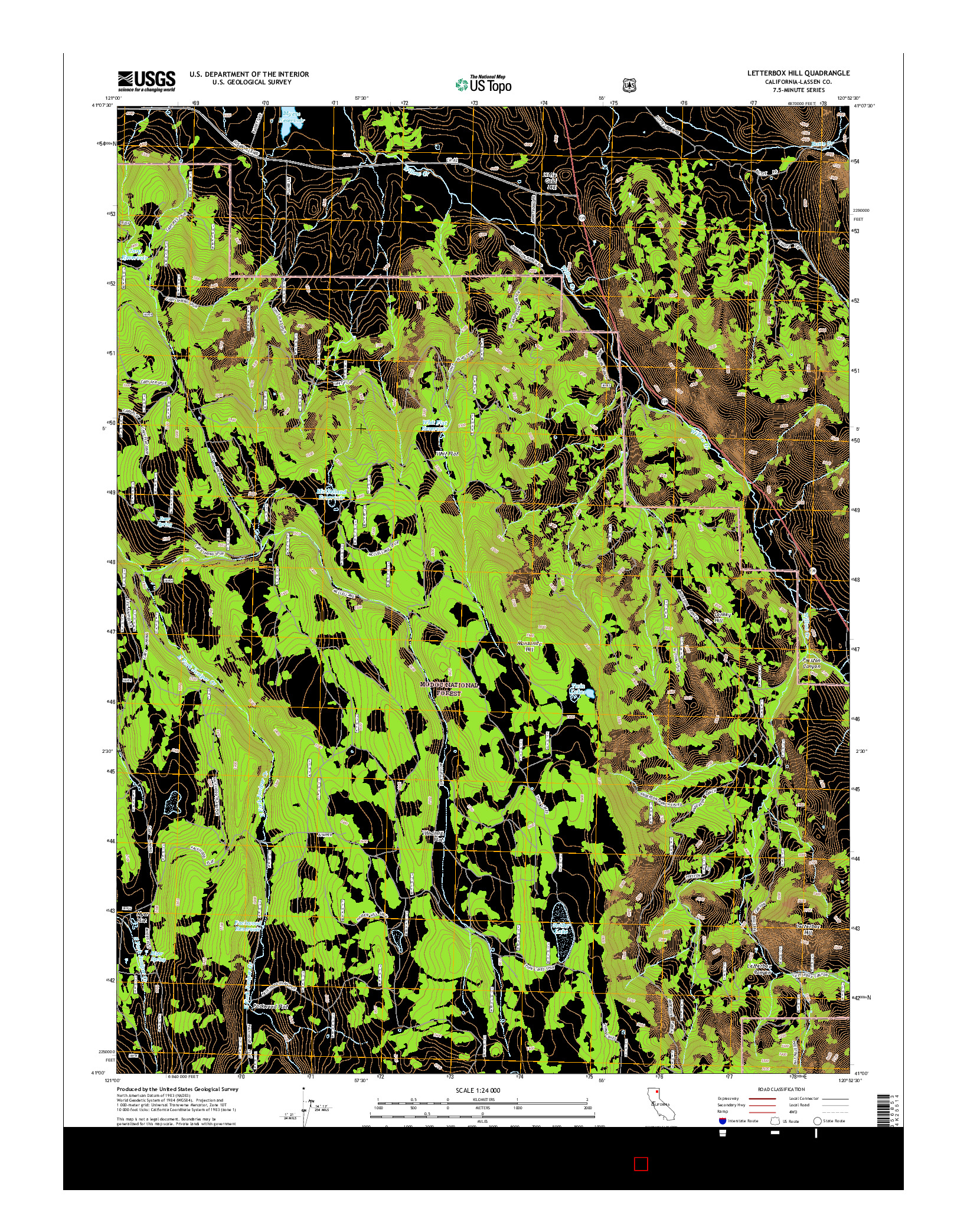 USGS US TOPO 7.5-MINUTE MAP FOR LETTERBOX HILL, CA 2015