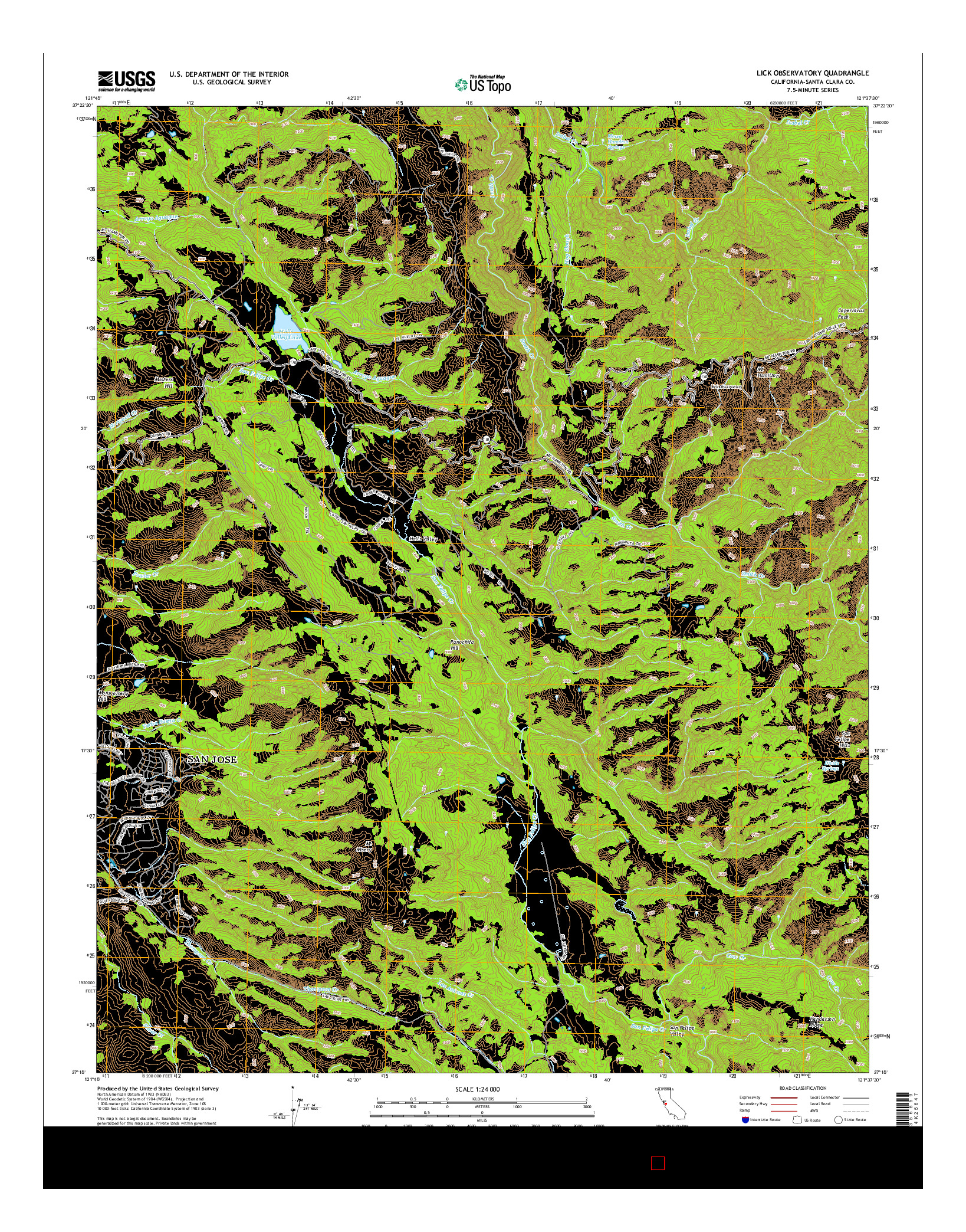 USGS US TOPO 7.5-MINUTE MAP FOR LICK OBSERVATORY, CA 2015