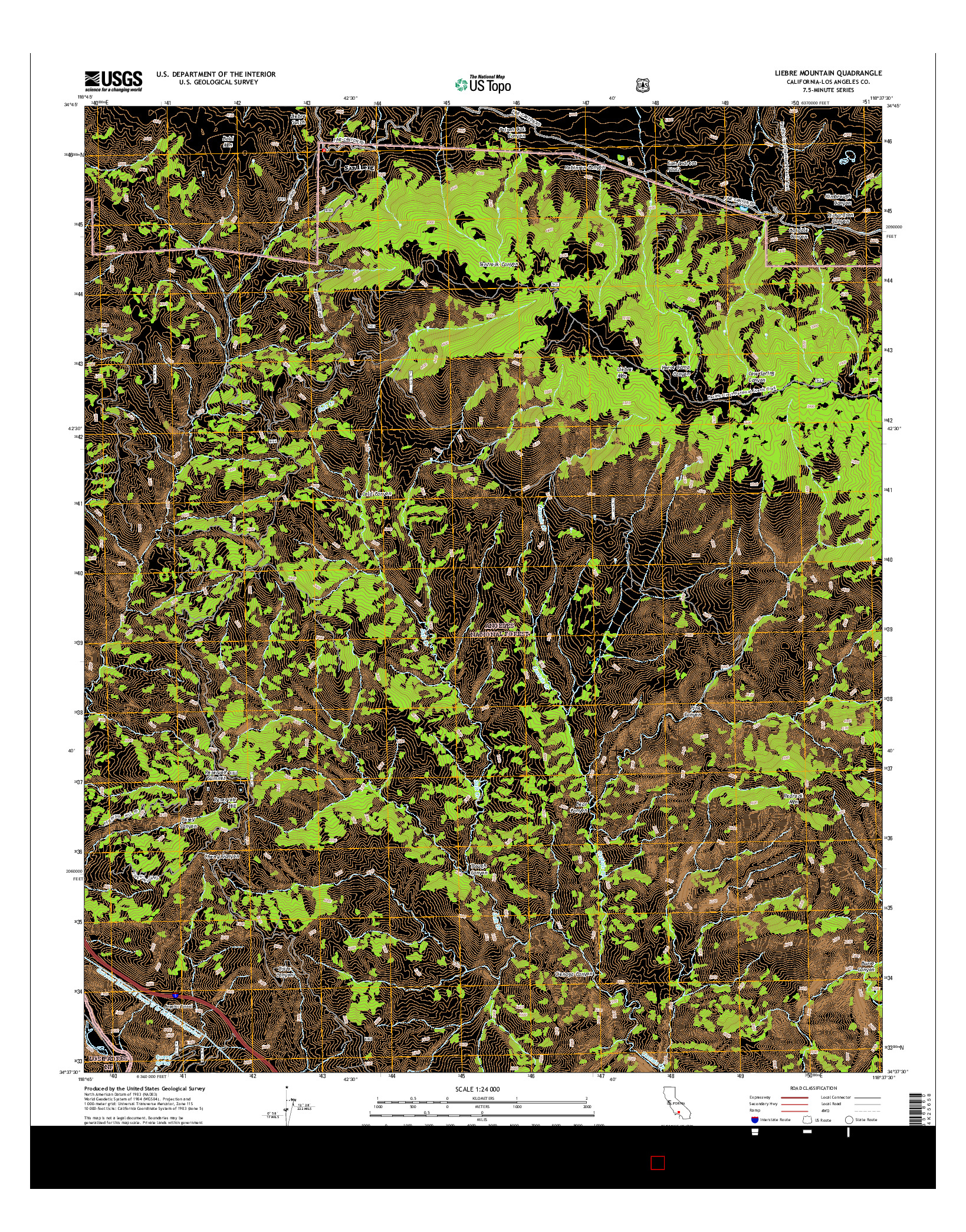 USGS US TOPO 7.5-MINUTE MAP FOR LIEBRE MOUNTAIN, CA 2015