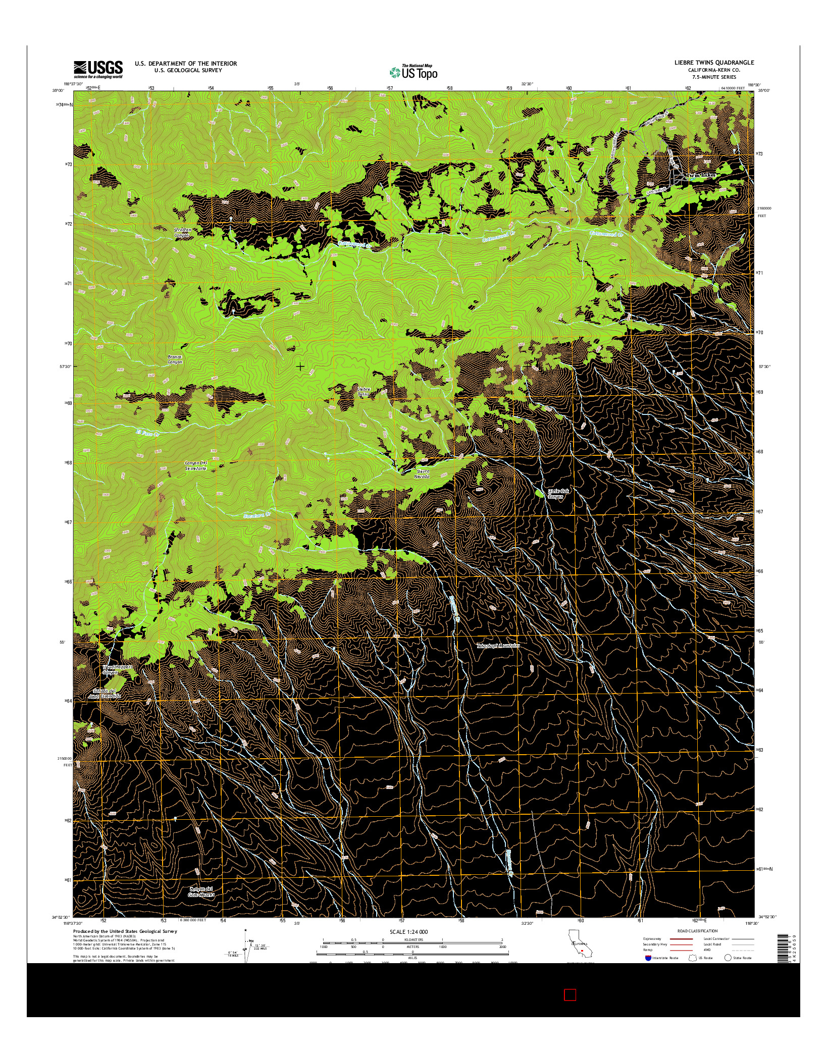 USGS US TOPO 7.5-MINUTE MAP FOR LIEBRE TWINS, CA 2015