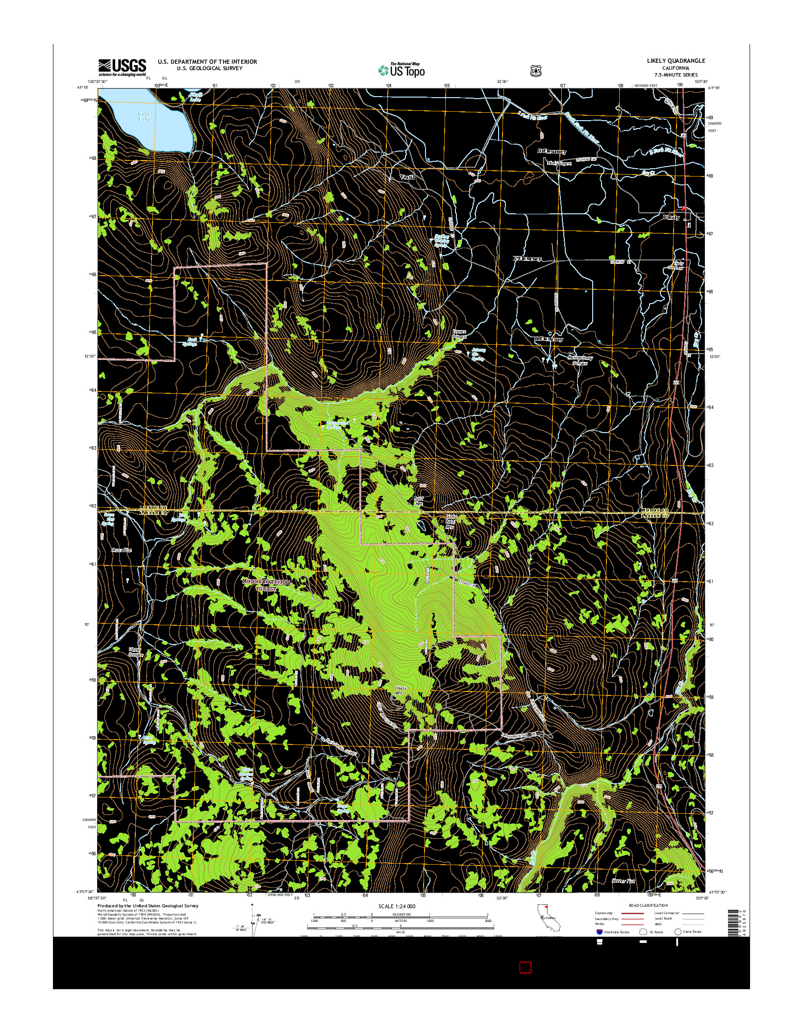 USGS US TOPO 7.5-MINUTE MAP FOR LIKELY, CA 2015