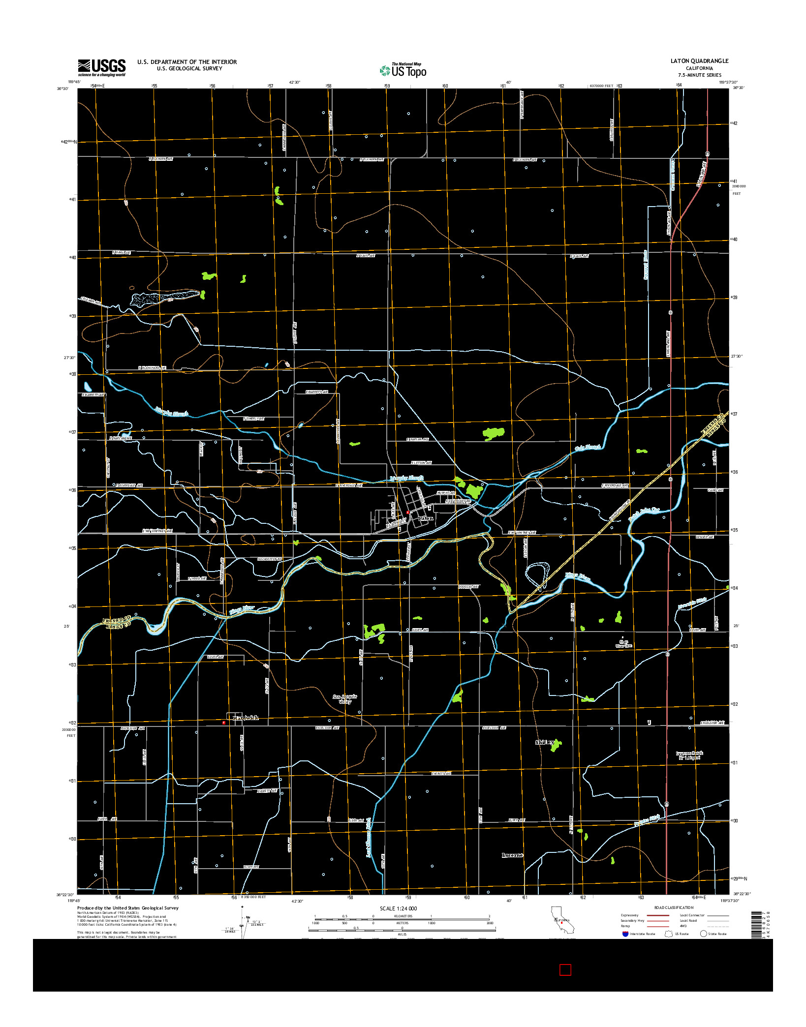 USGS US TOPO 7.5-MINUTE MAP FOR LATON, CA 2015