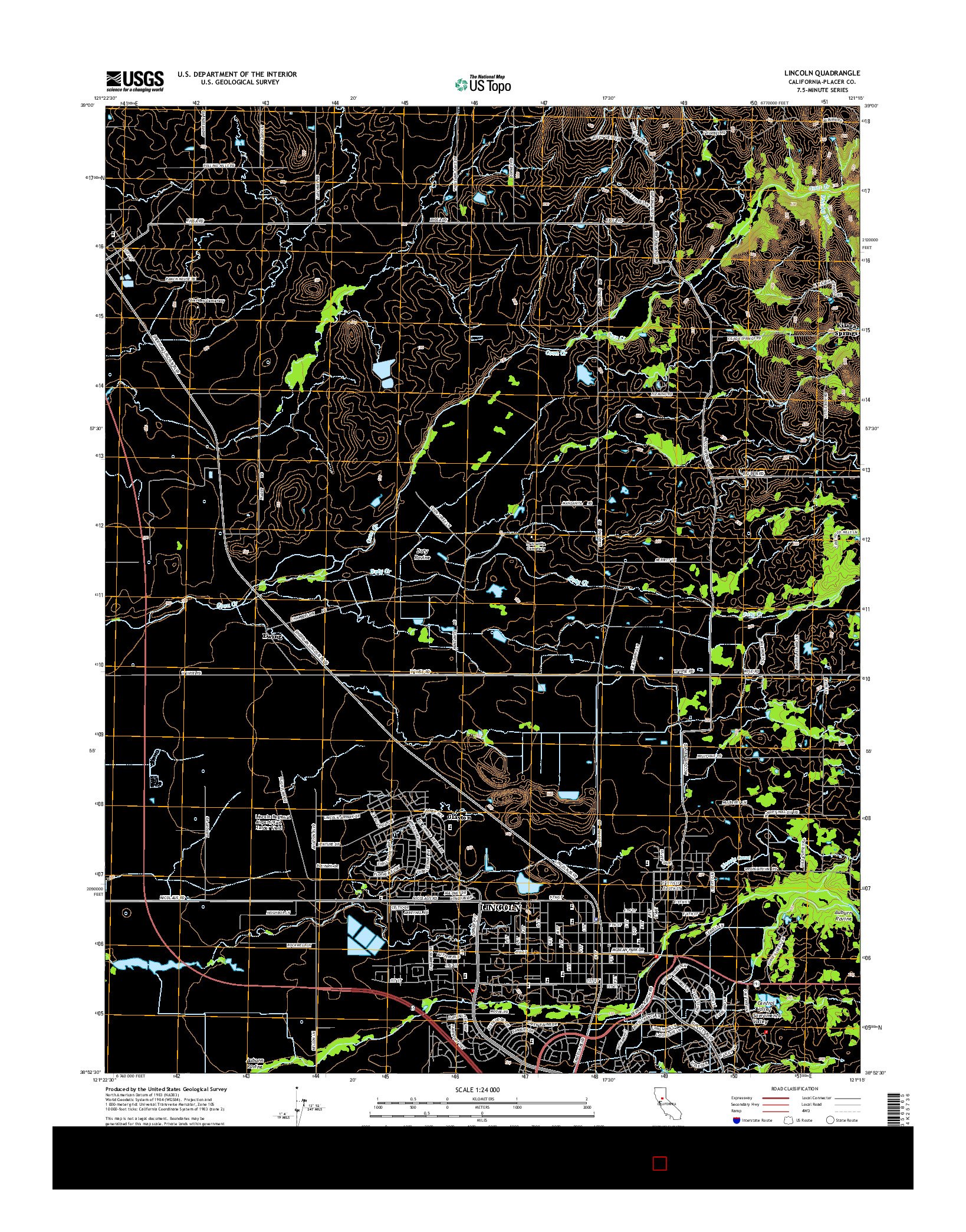 USGS US TOPO 7.5-MINUTE MAP FOR LINCOLN, CA 2015