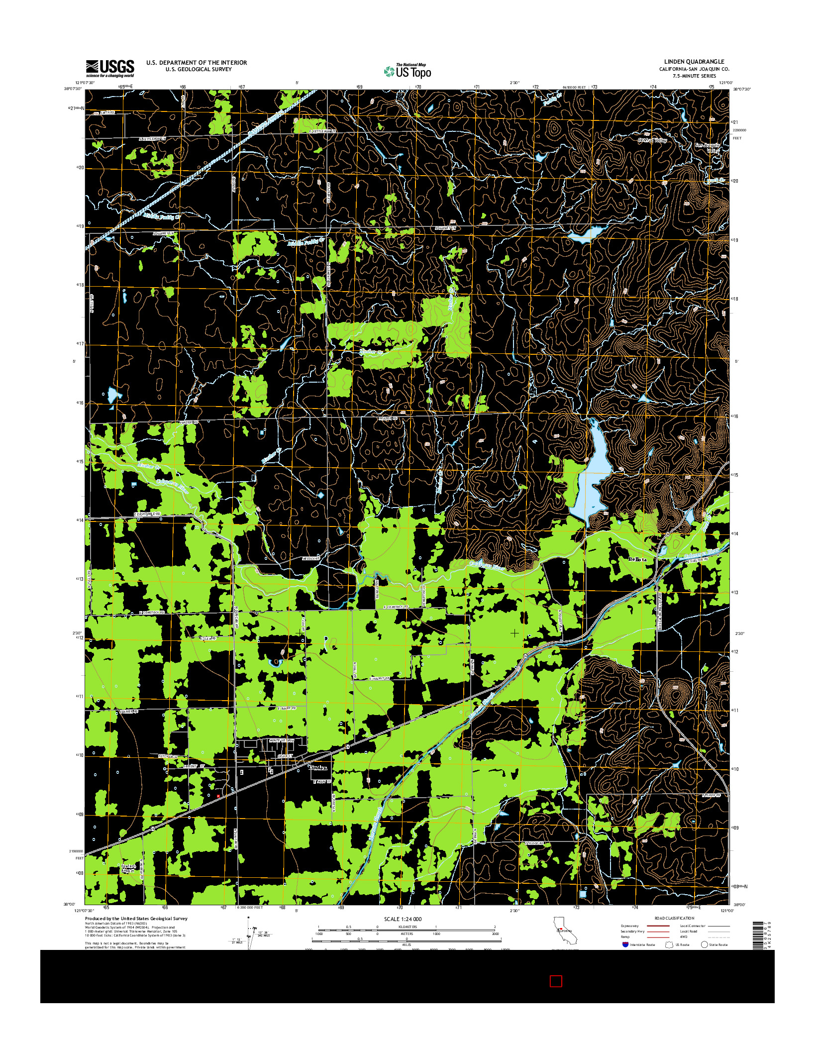 USGS US TOPO 7.5-MINUTE MAP FOR LINDEN, CA 2015