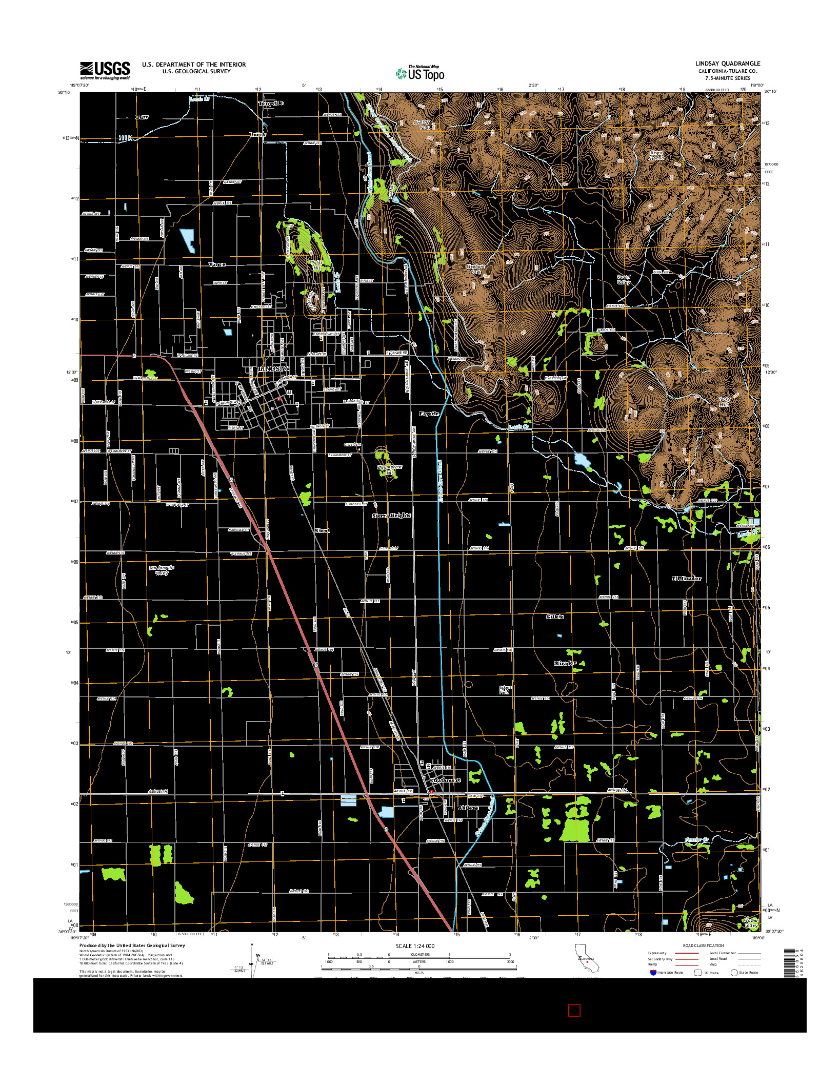 USGS US TOPO 7.5-MINUTE MAP FOR LINDSAY, CA 2015