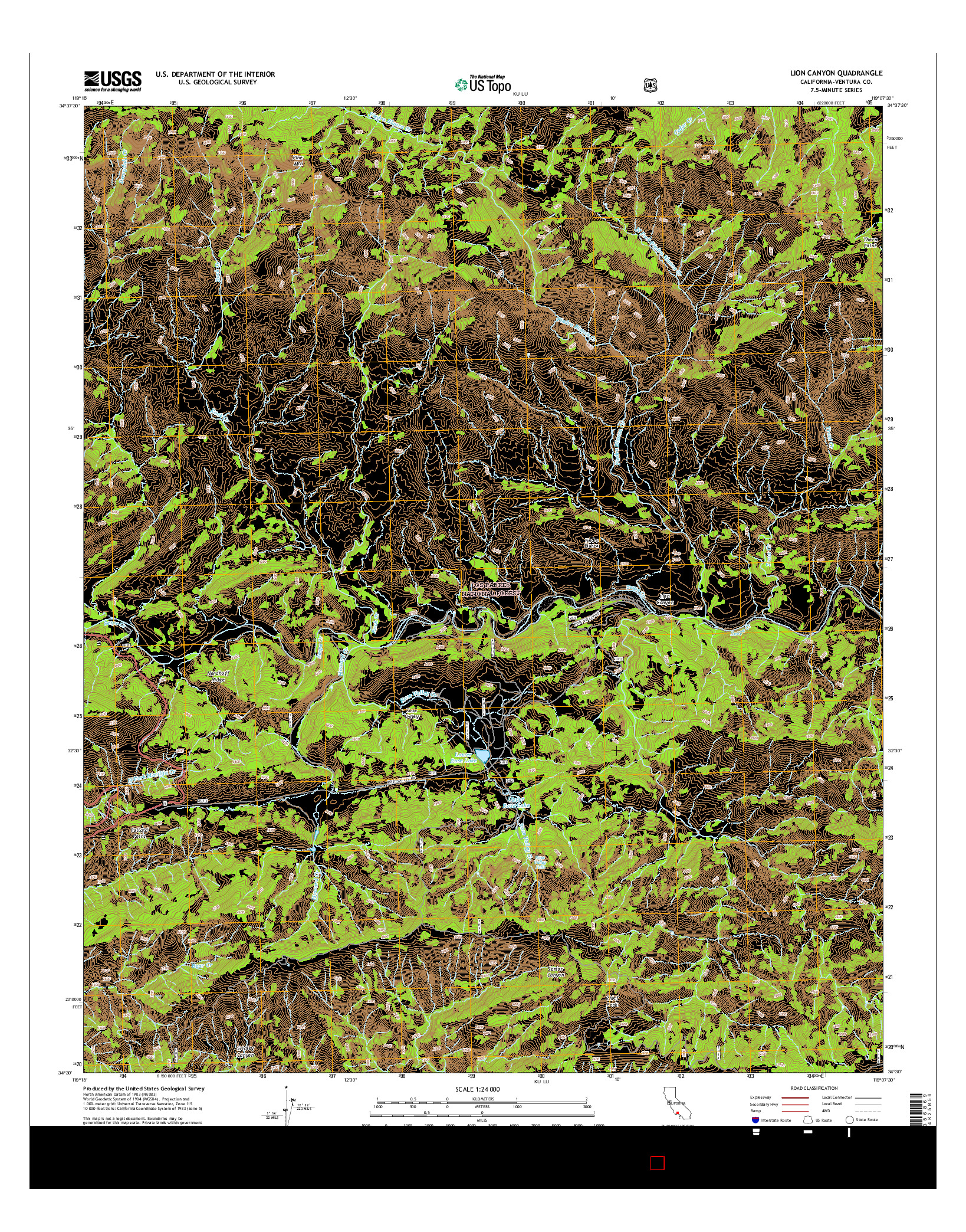 USGS US TOPO 7.5-MINUTE MAP FOR LION CANYON, CA 2015