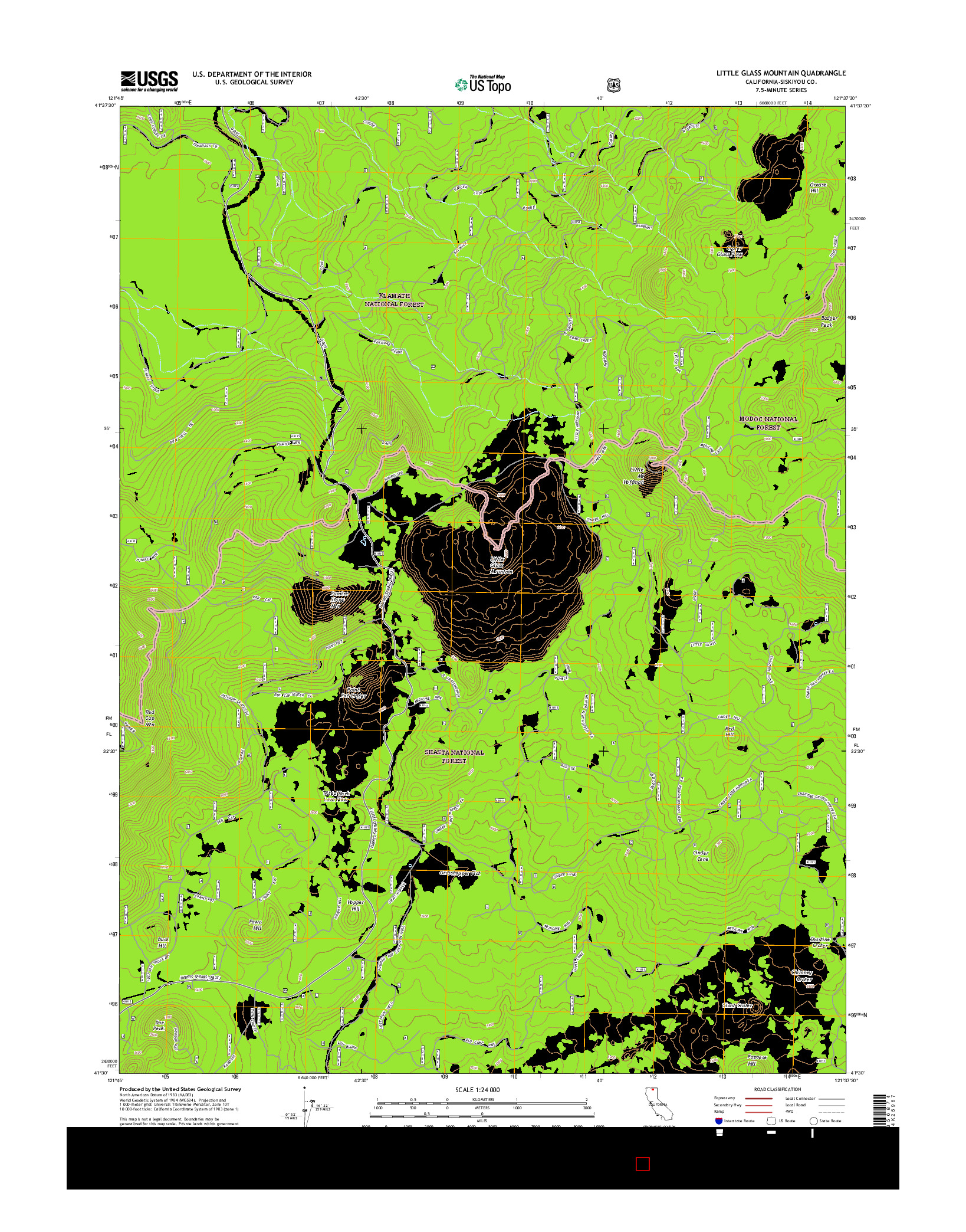 USGS US TOPO 7.5-MINUTE MAP FOR LITTLE GLASS MOUNTAIN, CA 2015