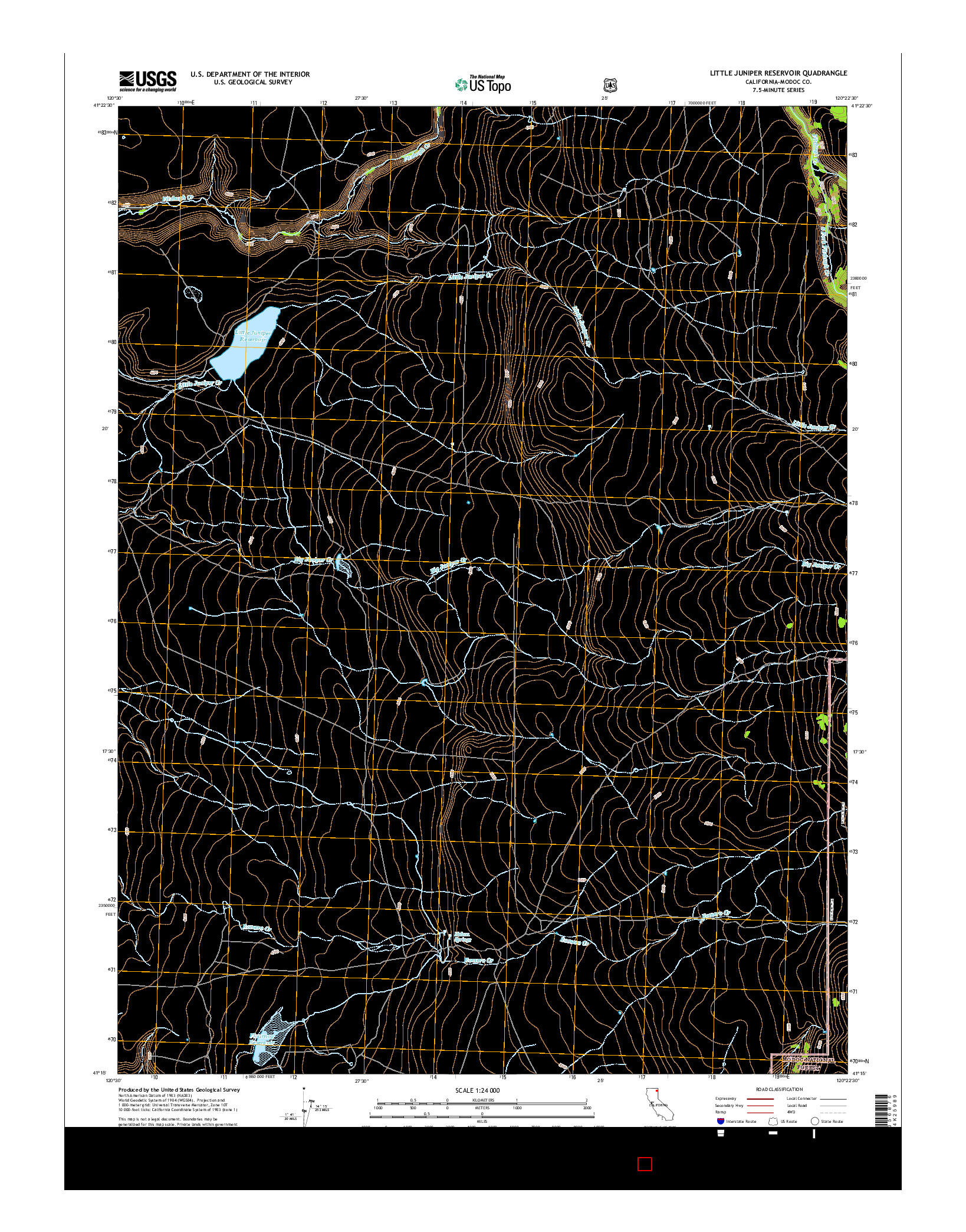 USGS US TOPO 7.5-MINUTE MAP FOR LITTLE JUNIPER RESERVOIR, CA 2015