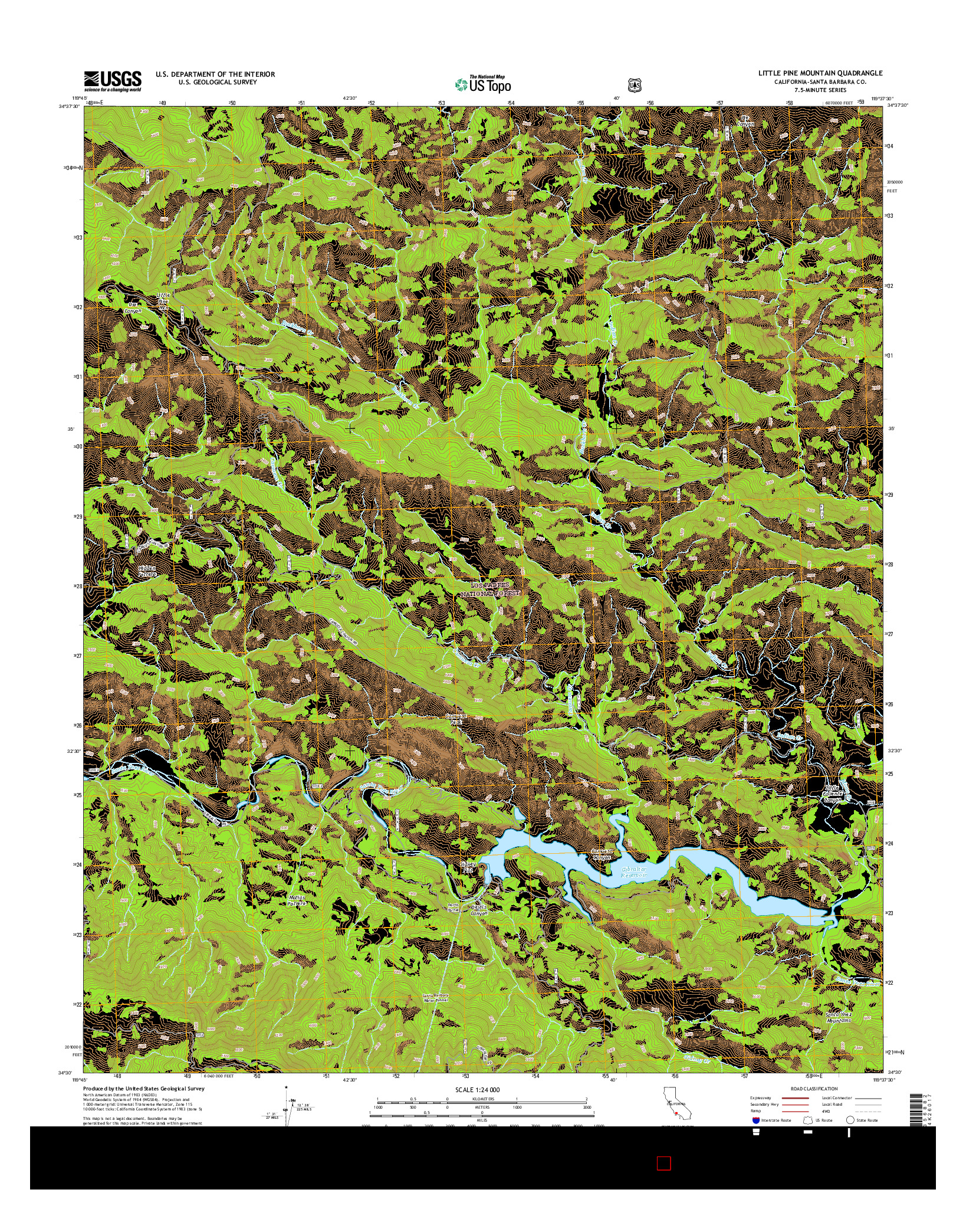 USGS US TOPO 7.5-MINUTE MAP FOR LITTLE PINE MOUNTAIN, CA 2015