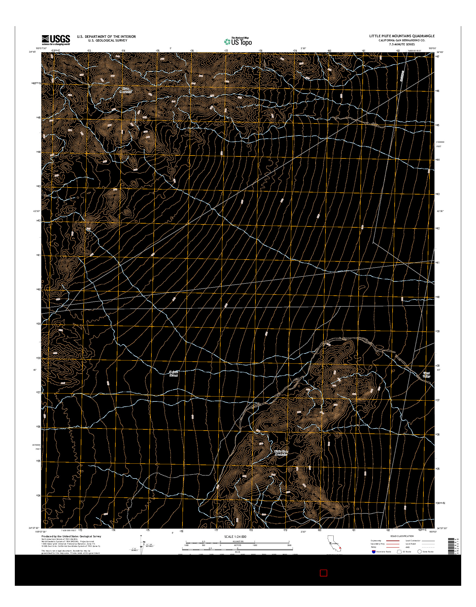 USGS US TOPO 7.5-MINUTE MAP FOR LITTLE PIUTE MOUNTAINS, CA 2015