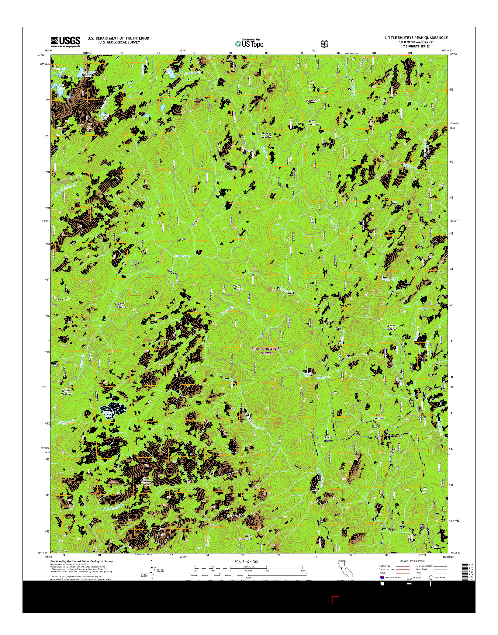 USGS US TOPO 7.5-MINUTE MAP FOR LITTLE SHUTEYE PEAK, CA 2015