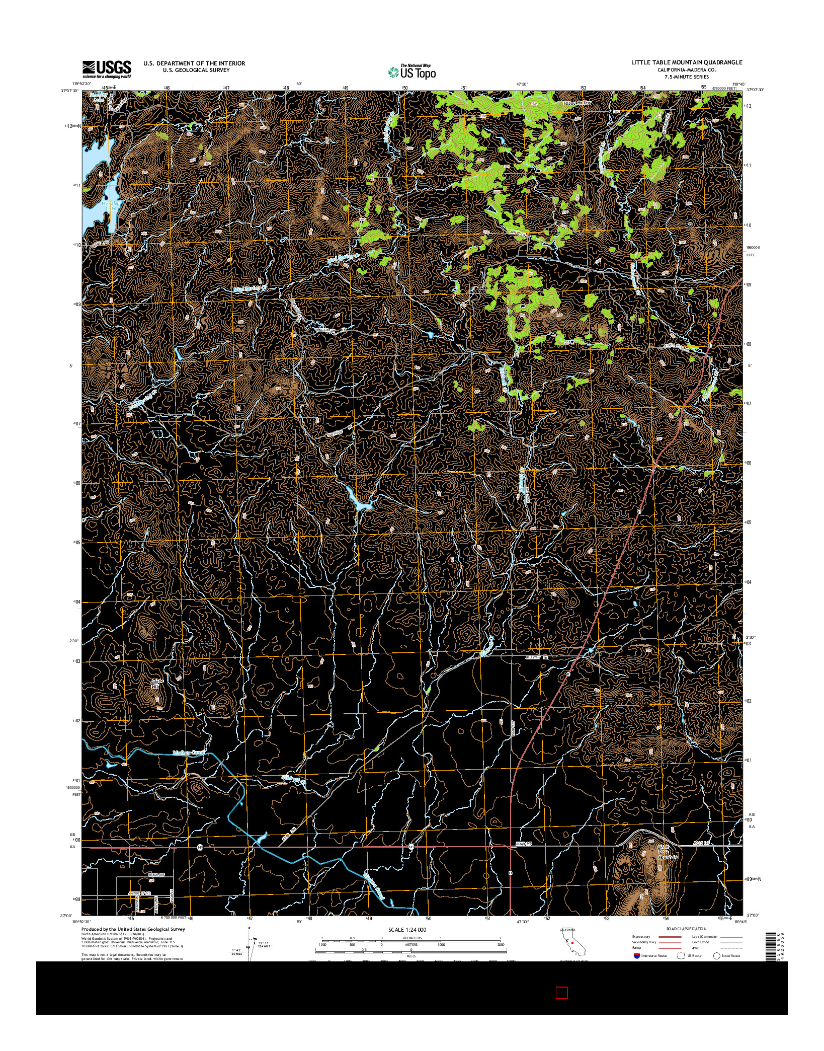 USGS US TOPO 7.5-MINUTE MAP FOR LITTLE TABLE MOUNTAIN, CA 2015