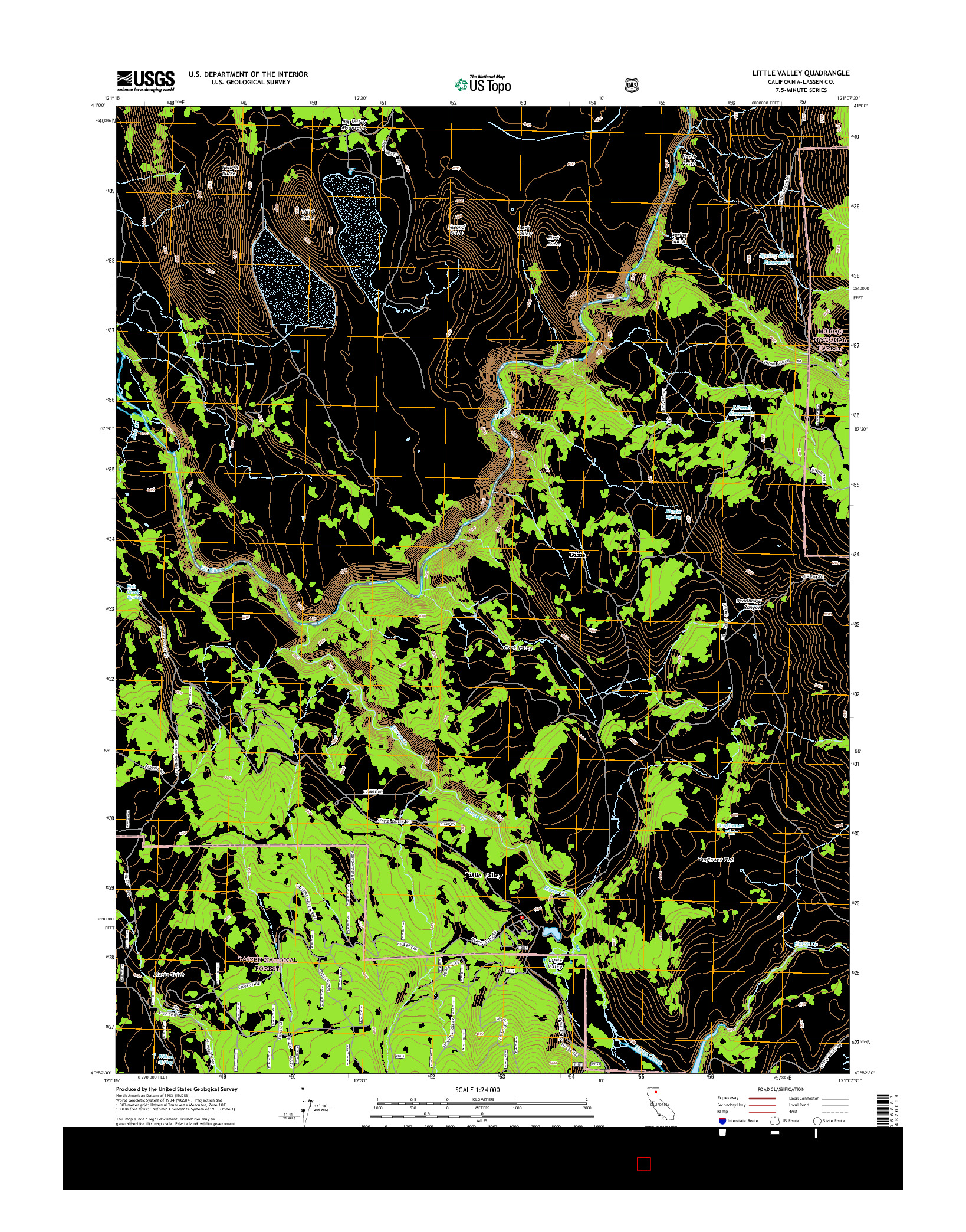 USGS US TOPO 7.5-MINUTE MAP FOR LITTLE VALLEY, CA 2015