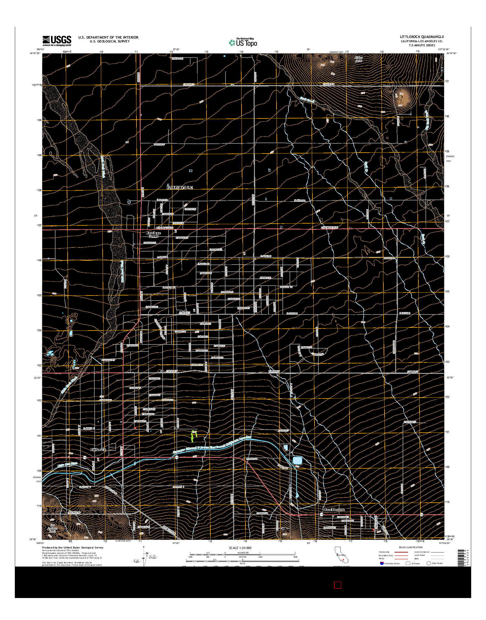 USGS US TOPO 7.5-MINUTE MAP FOR LITTLEROCK, CA 2015