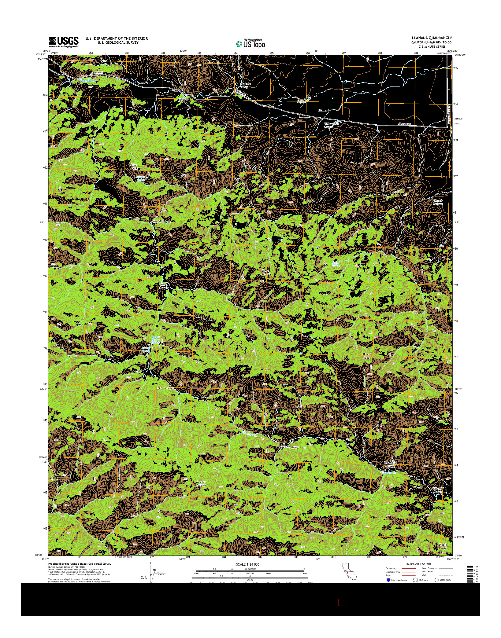 USGS US TOPO 7.5-MINUTE MAP FOR LLANADA, CA 2015