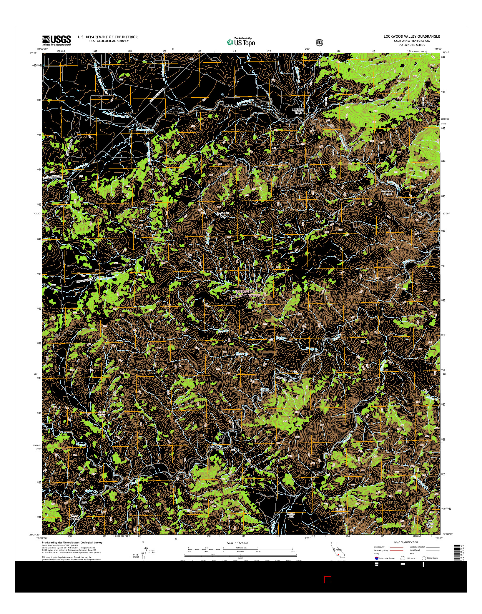 USGS US TOPO 7.5-MINUTE MAP FOR LOCKWOOD VALLEY, CA 2015