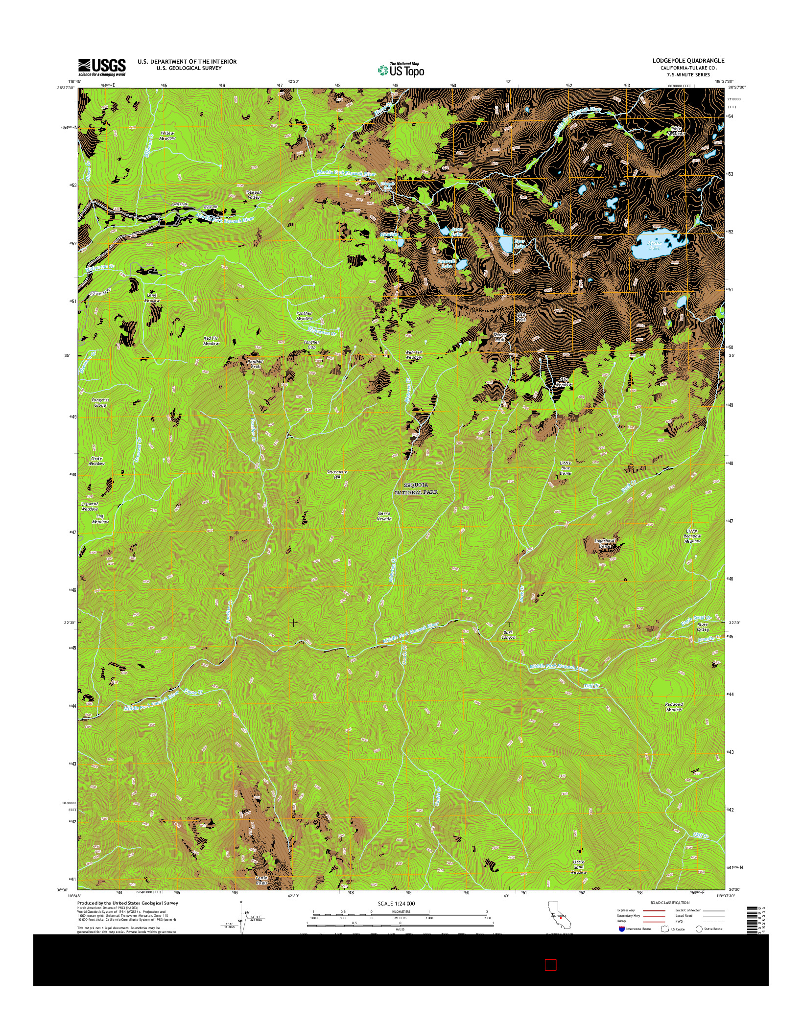 USGS US TOPO 7.5-MINUTE MAP FOR LODGEPOLE, CA 2015