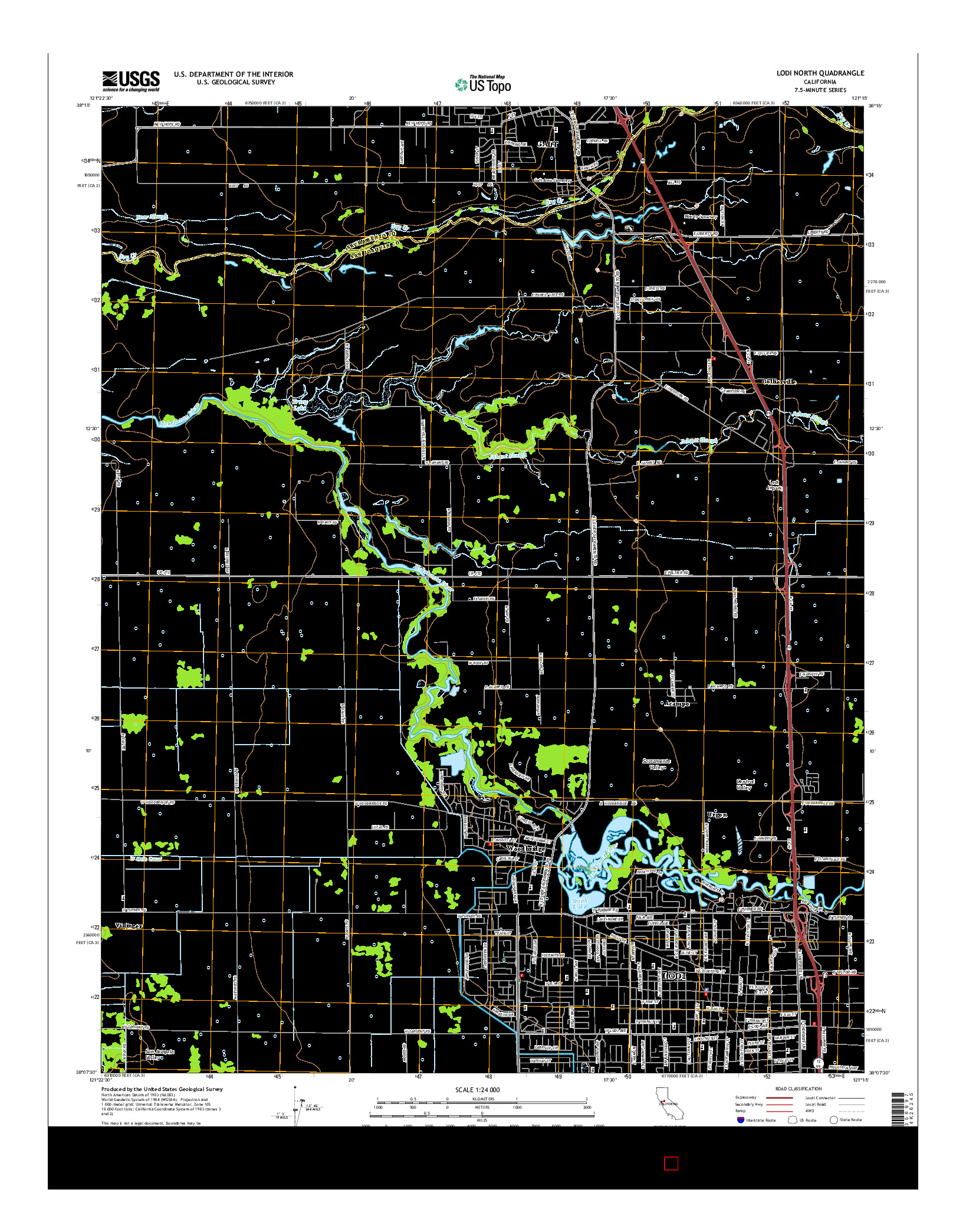 USGS US TOPO 7.5-MINUTE MAP FOR LODI NORTH, CA 2015