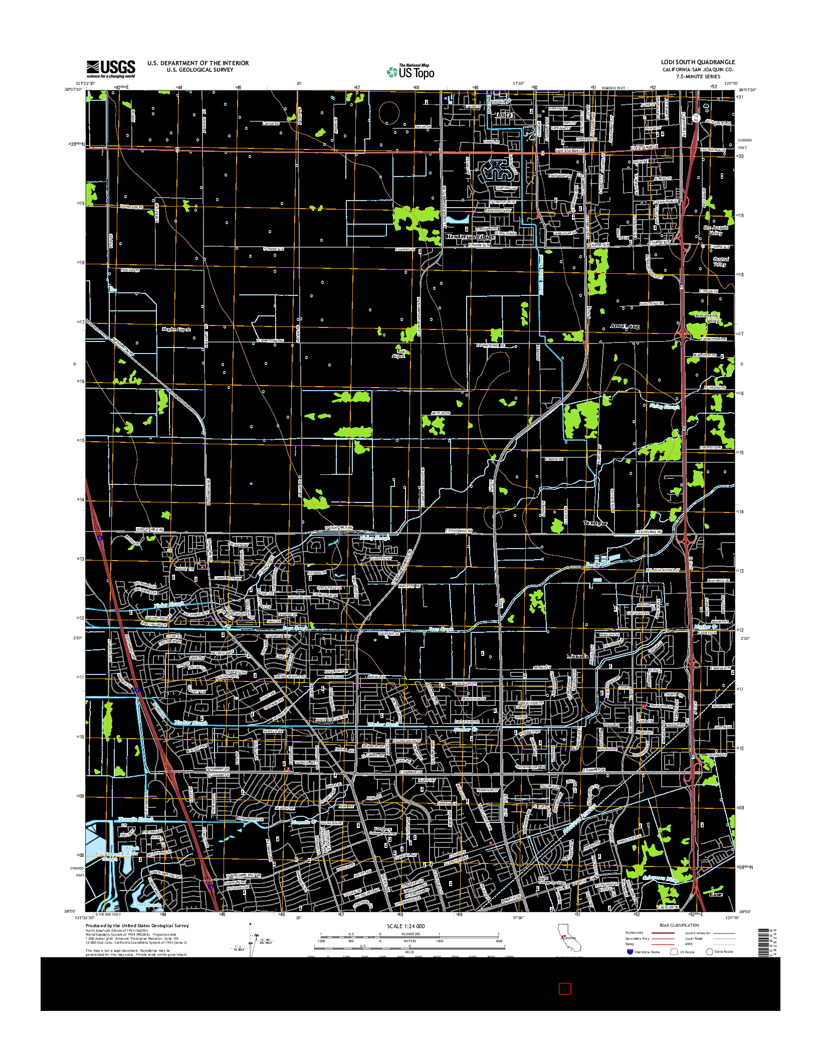 USGS US TOPO 7.5-MINUTE MAP FOR LODI SOUTH, CA 2015