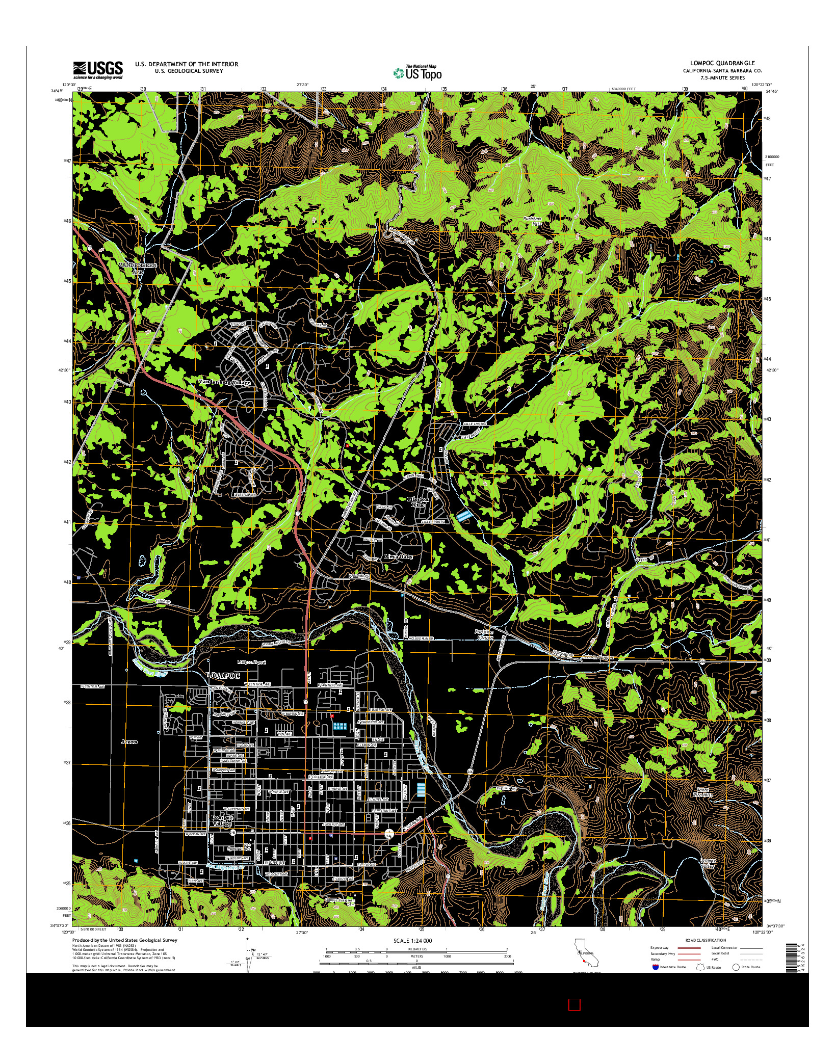 USGS US TOPO 7.5-MINUTE MAP FOR LOMPOC, CA 2015