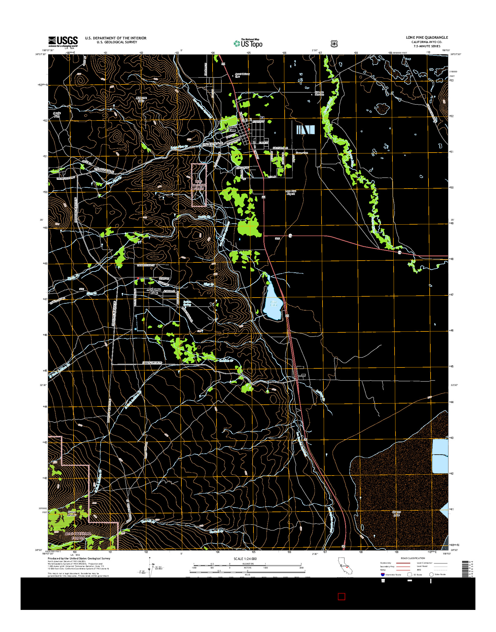 USGS US TOPO 7.5-MINUTE MAP FOR LONE PINE, CA 2015