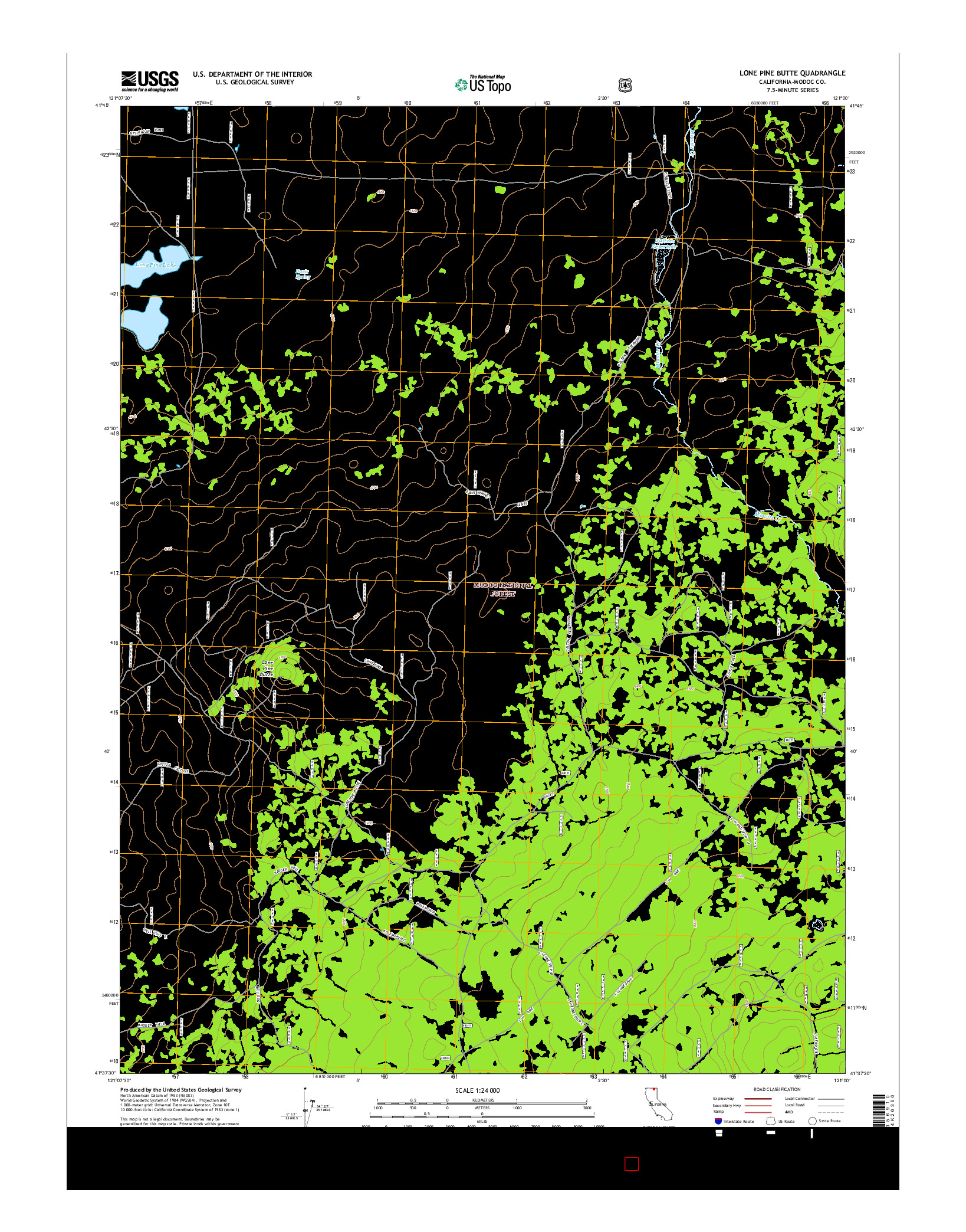 USGS US TOPO 7.5-MINUTE MAP FOR LONE PINE BUTTE, CA 2015