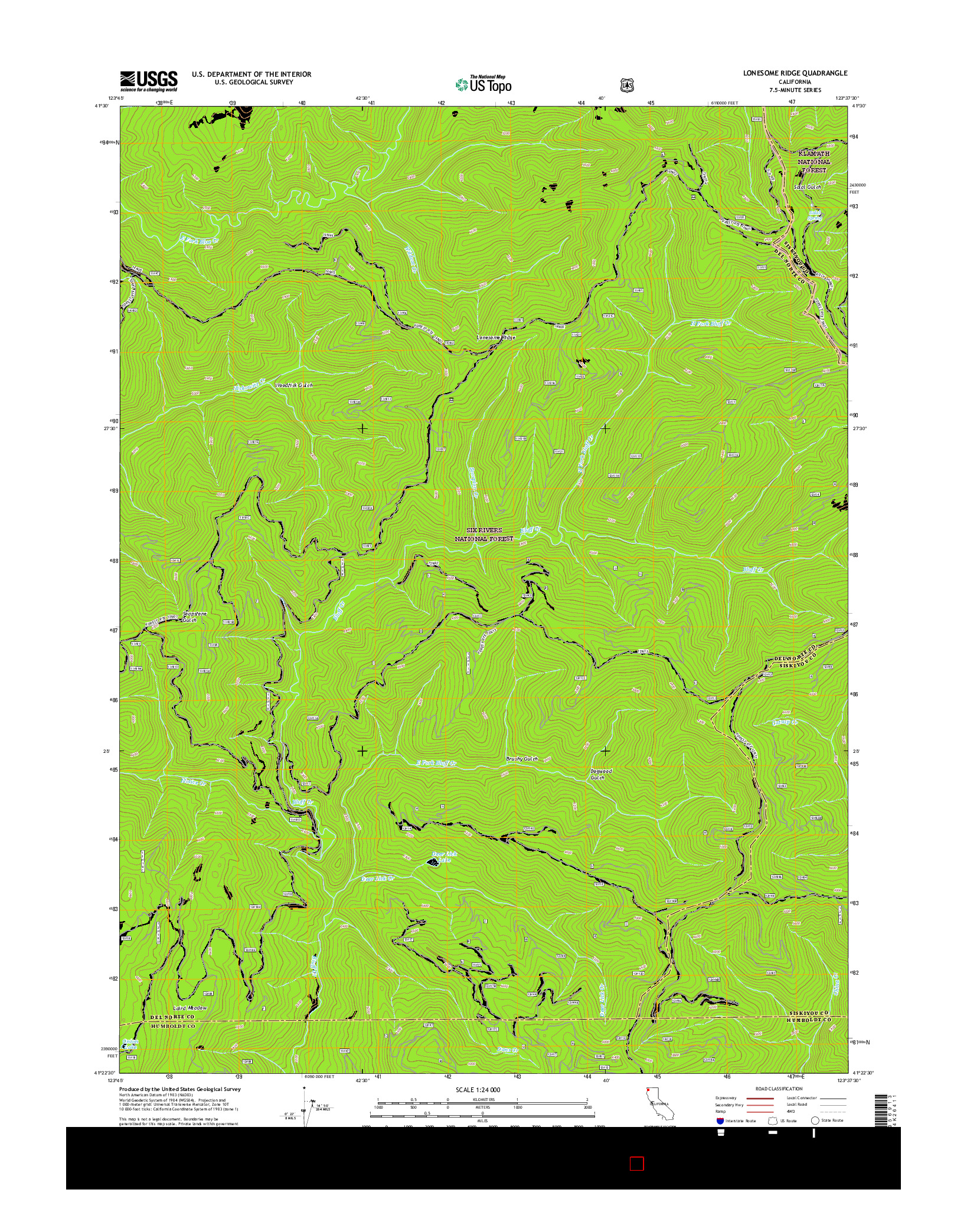 USGS US TOPO 7.5-MINUTE MAP FOR LONESOME RIDGE, CA 2015
