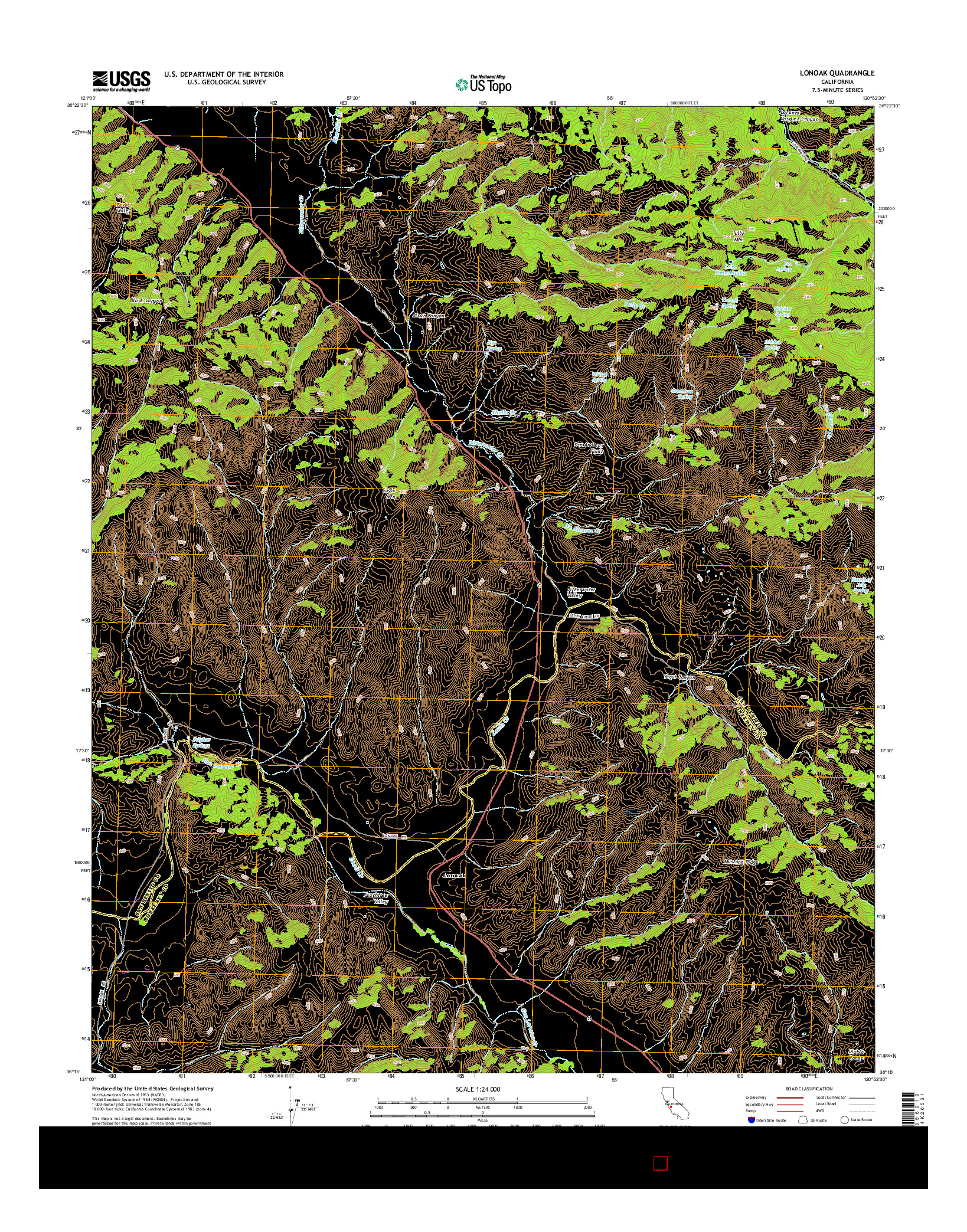 USGS US TOPO 7.5-MINUTE MAP FOR LONOAK, CA 2015