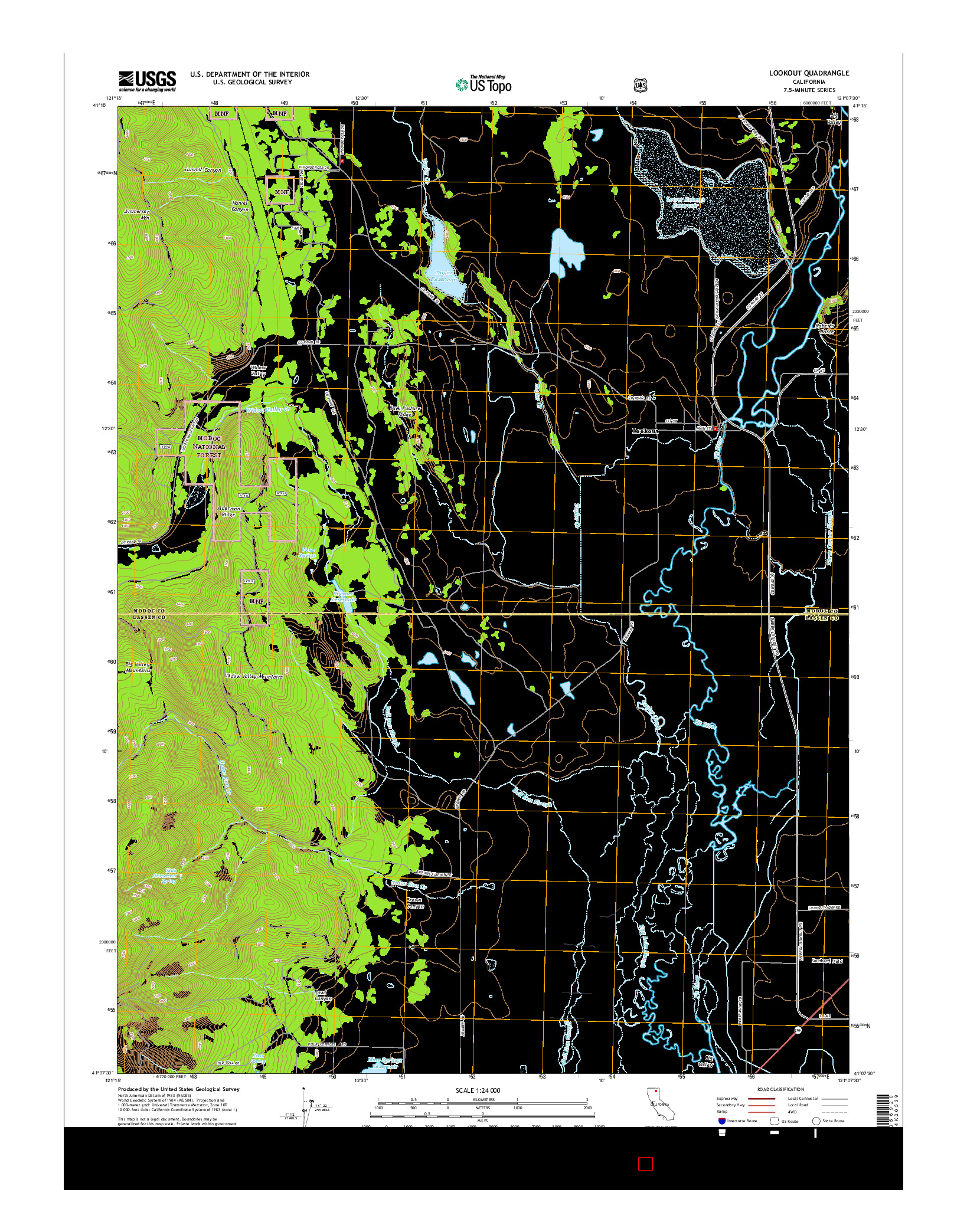 USGS US TOPO 7.5-MINUTE MAP FOR LOOKOUT, CA 2015