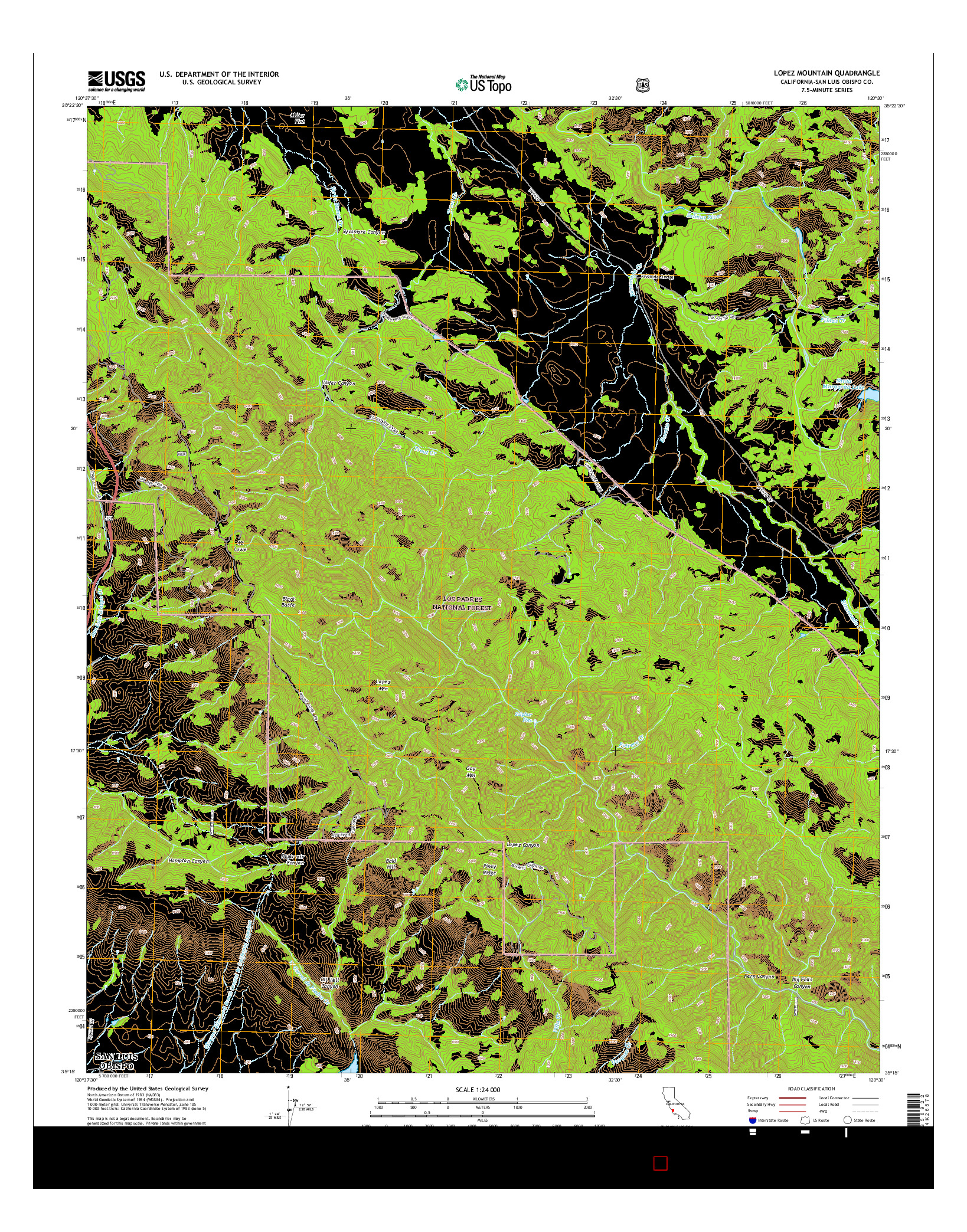 USGS US TOPO 7.5-MINUTE MAP FOR LOPEZ MOUNTAIN, CA 2015