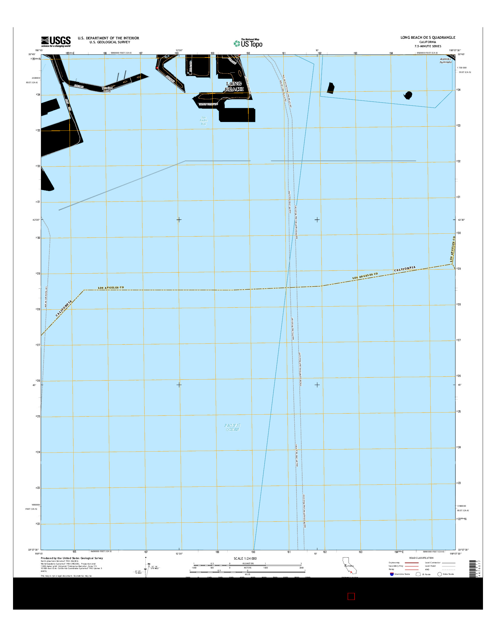 USGS US TOPO 7.5-MINUTE MAP FOR LONG BEACH OE S, CA 2015