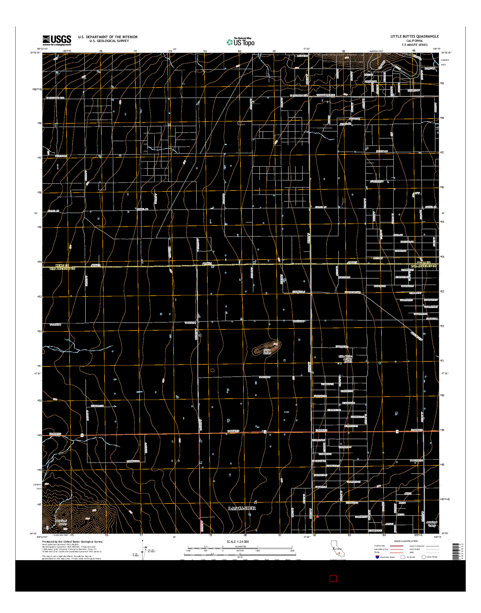 USGS US TOPO 7.5-MINUTE MAP FOR LITTLE BUTTES, CA 2015