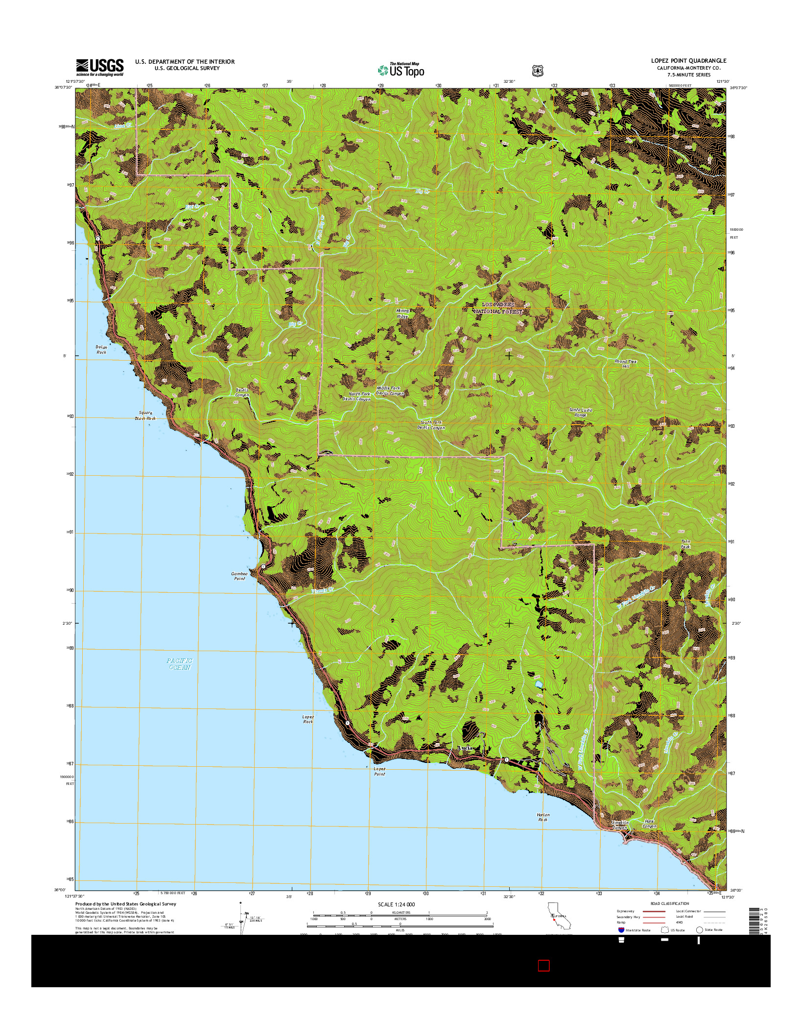USGS US TOPO 7.5-MINUTE MAP FOR LOPEZ POINT, CA 2015
