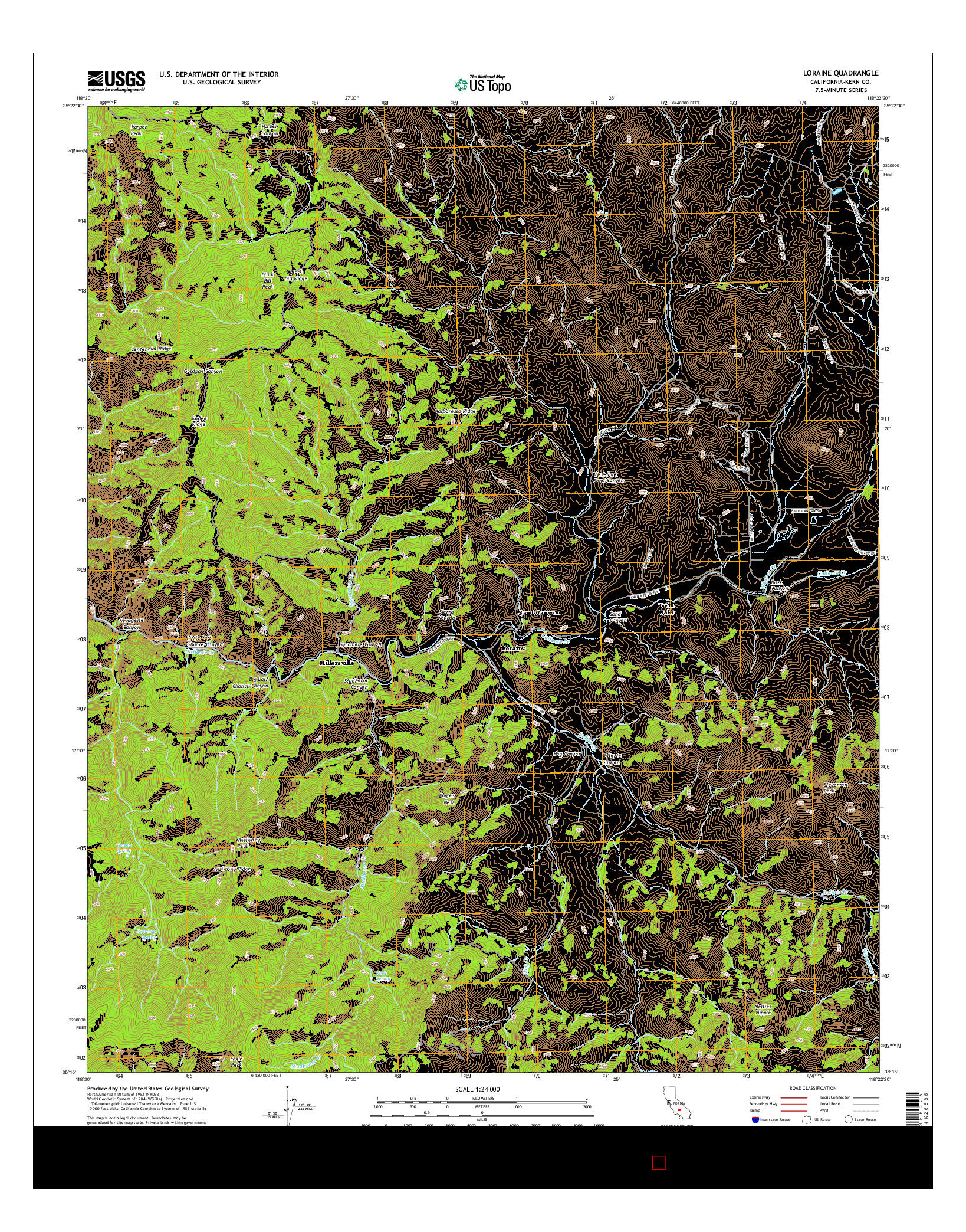 USGS US TOPO 7.5-MINUTE MAP FOR LORAINE, CA 2015