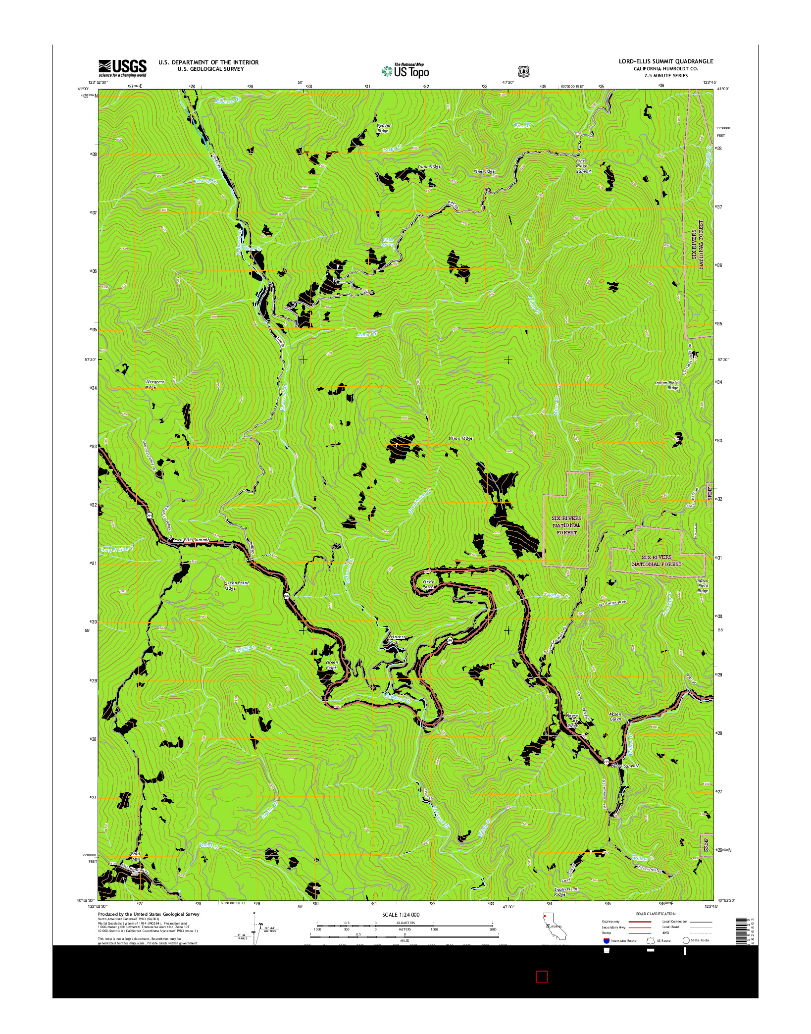USGS US TOPO 7.5-MINUTE MAP FOR LORD-ELLIS SUMMIT, CA 2015