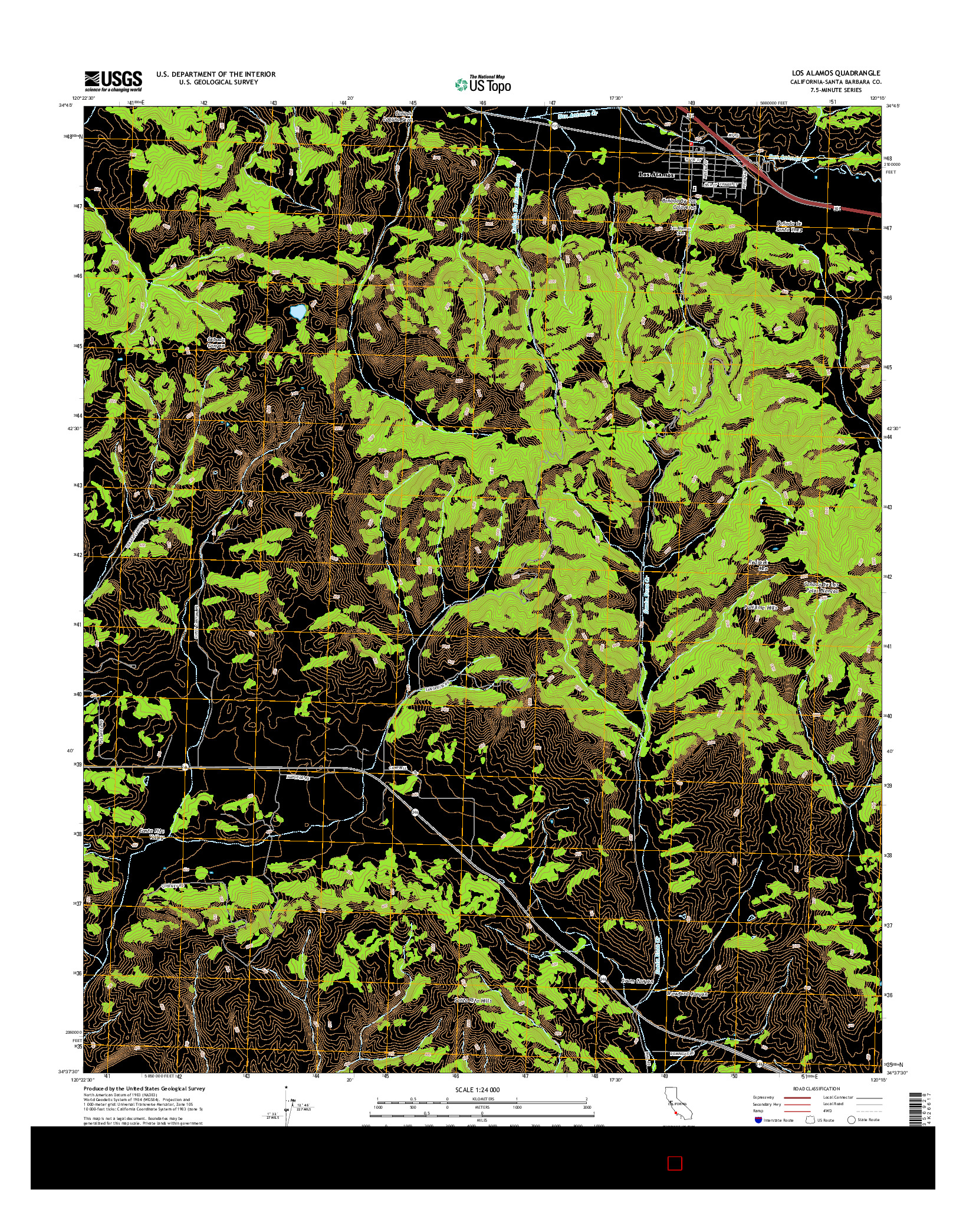 USGS US TOPO 7.5-MINUTE MAP FOR LOS ALAMOS, CA 2015