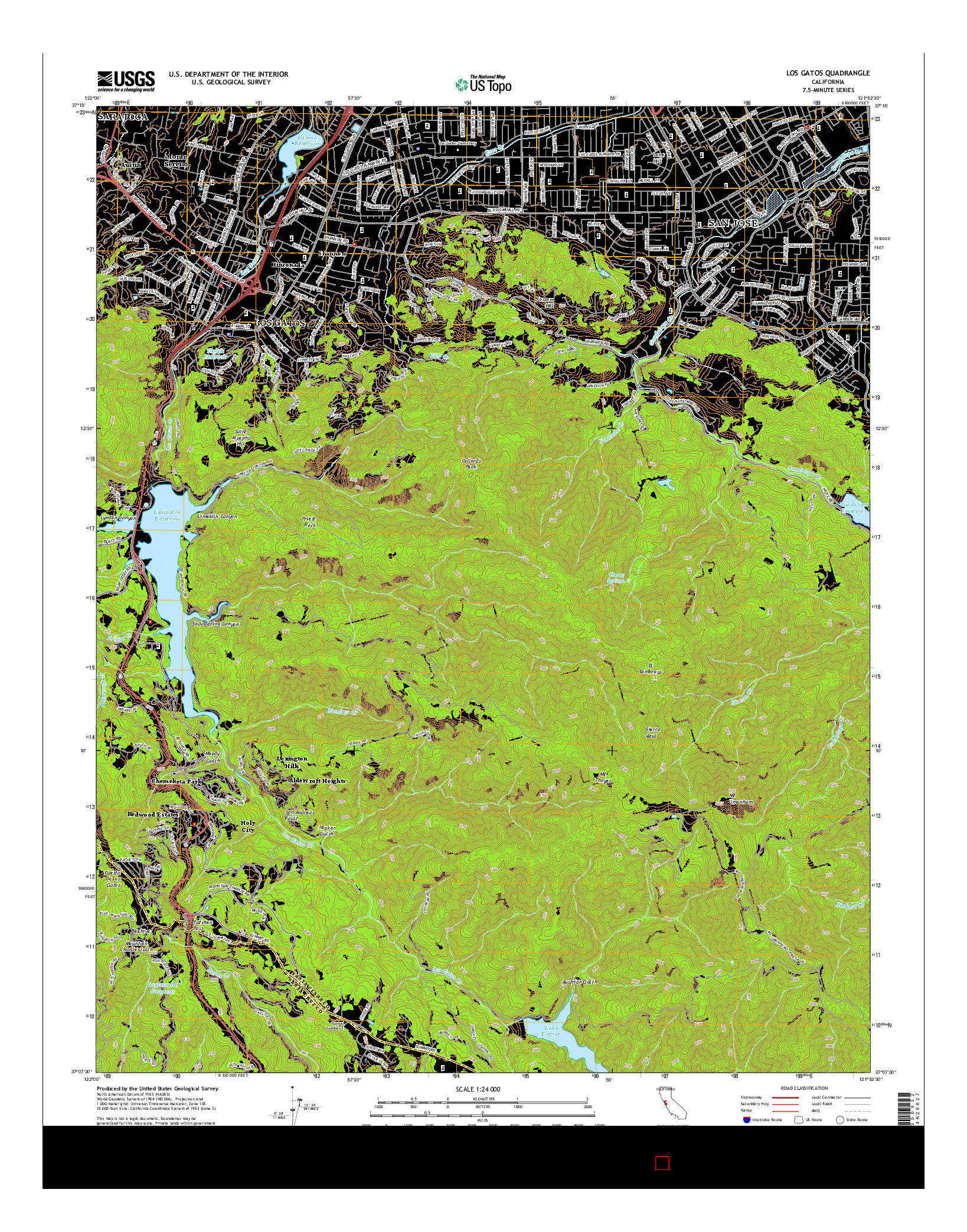 USGS US TOPO 7.5-MINUTE MAP FOR LOS GATOS, CA 2015