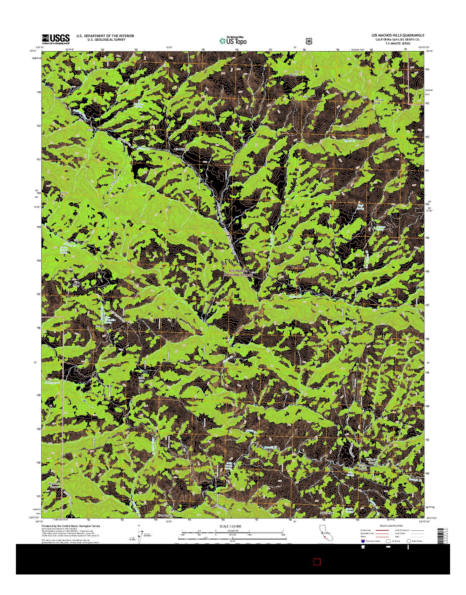 USGS US TOPO 7.5-MINUTE MAP FOR LOS MACHOS HILLS, CA 2015