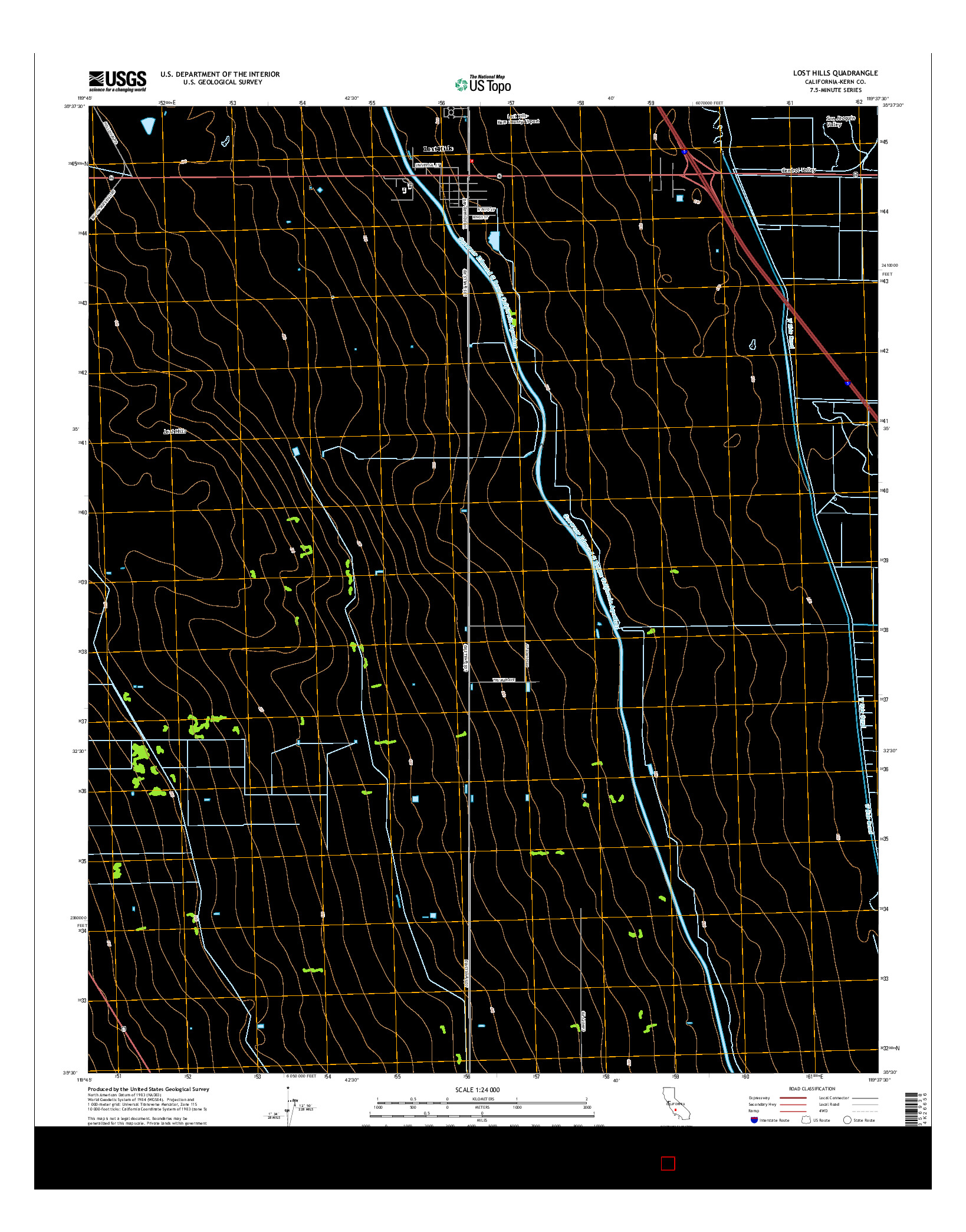 USGS US TOPO 7.5-MINUTE MAP FOR LOST HILLS, CA 2015