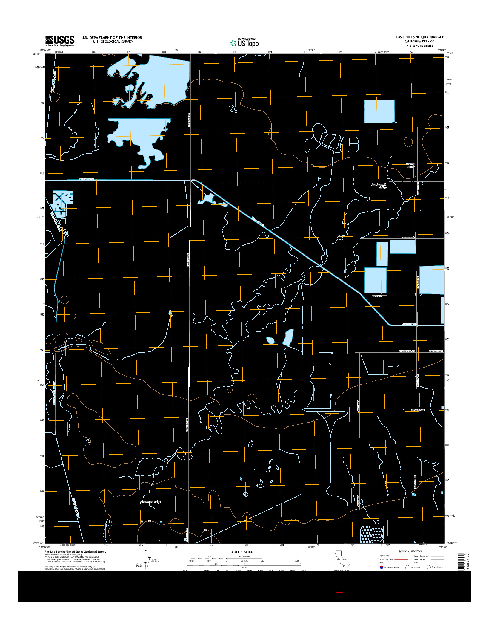 USGS US TOPO 7.5-MINUTE MAP FOR LOST HILLS NE, CA 2015