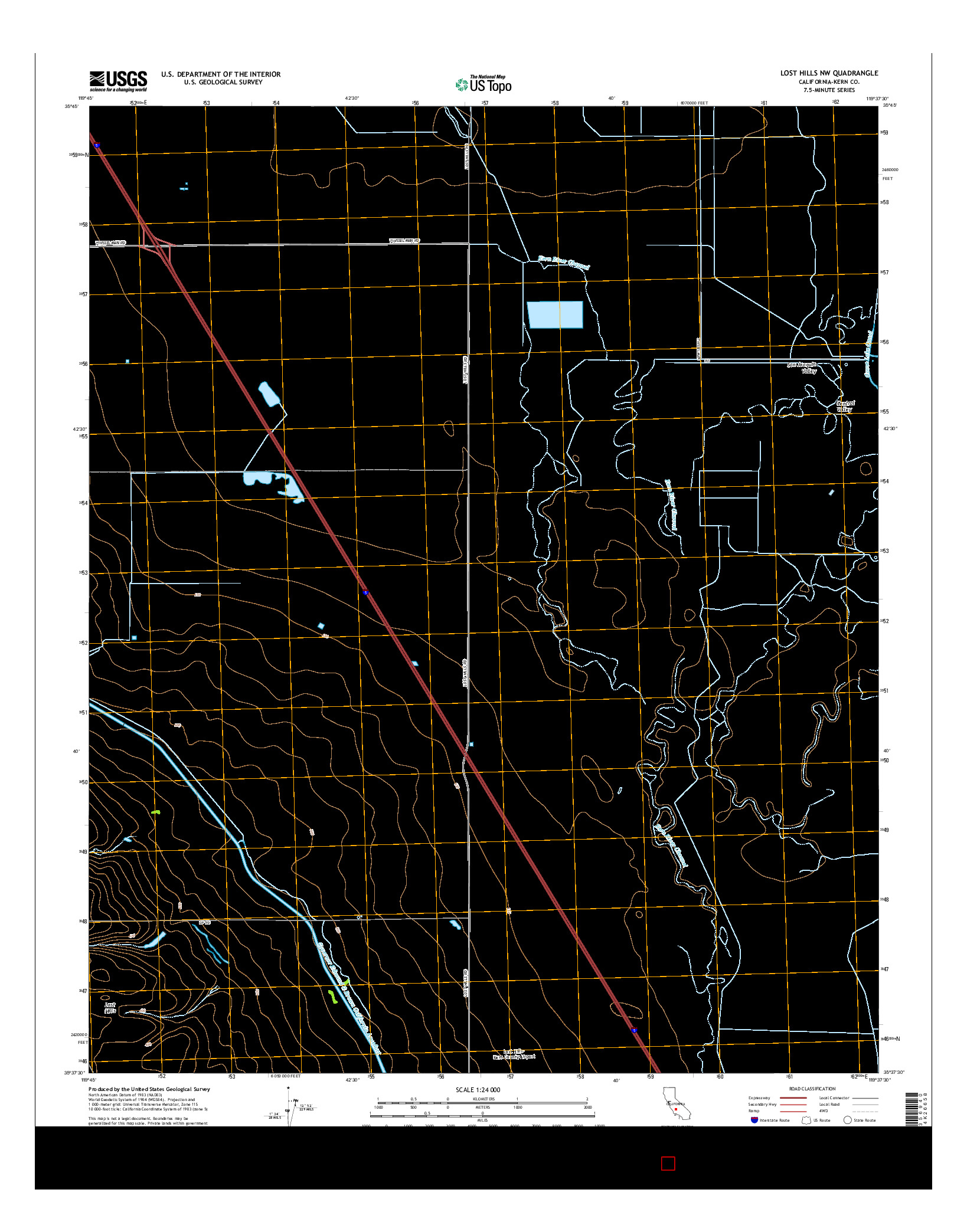 USGS US TOPO 7.5-MINUTE MAP FOR LOST HILLS NW, CA 2015