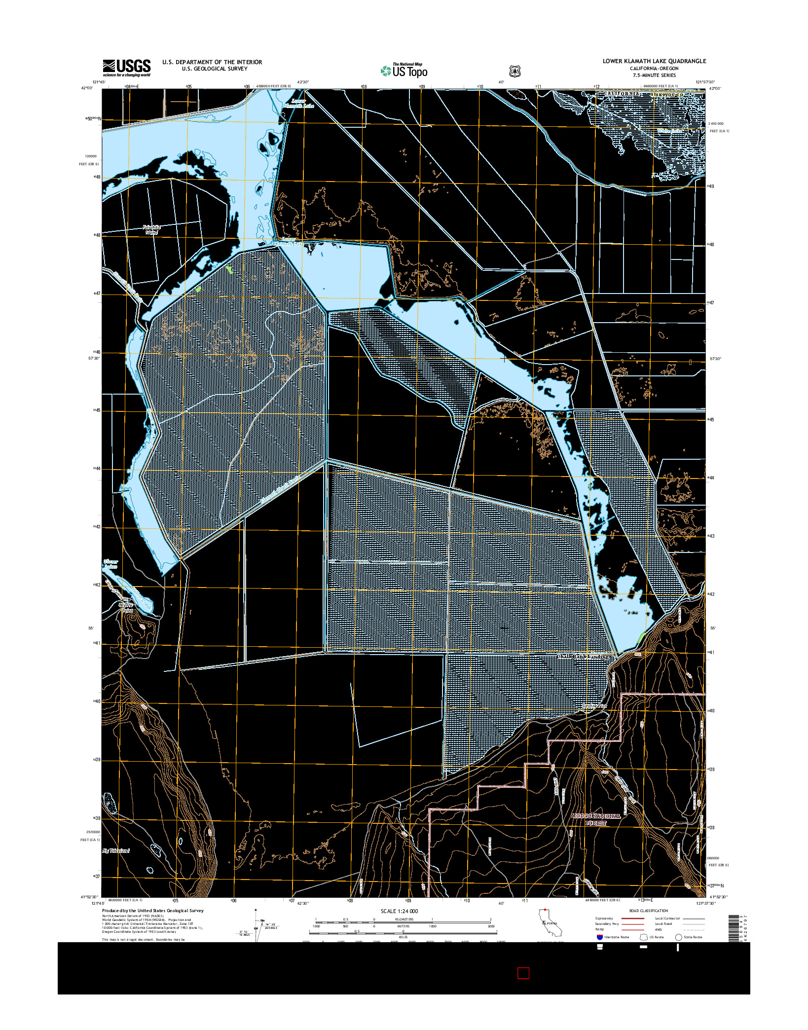 USGS US TOPO 7.5-MINUTE MAP FOR LOWER KLAMATH LAKE, CA-OR 2015