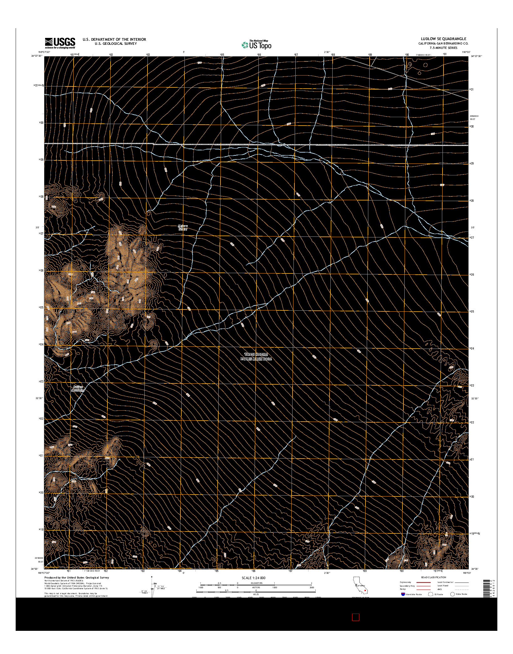 USGS US TOPO 7.5-MINUTE MAP FOR LUDLOW SE, CA 2015